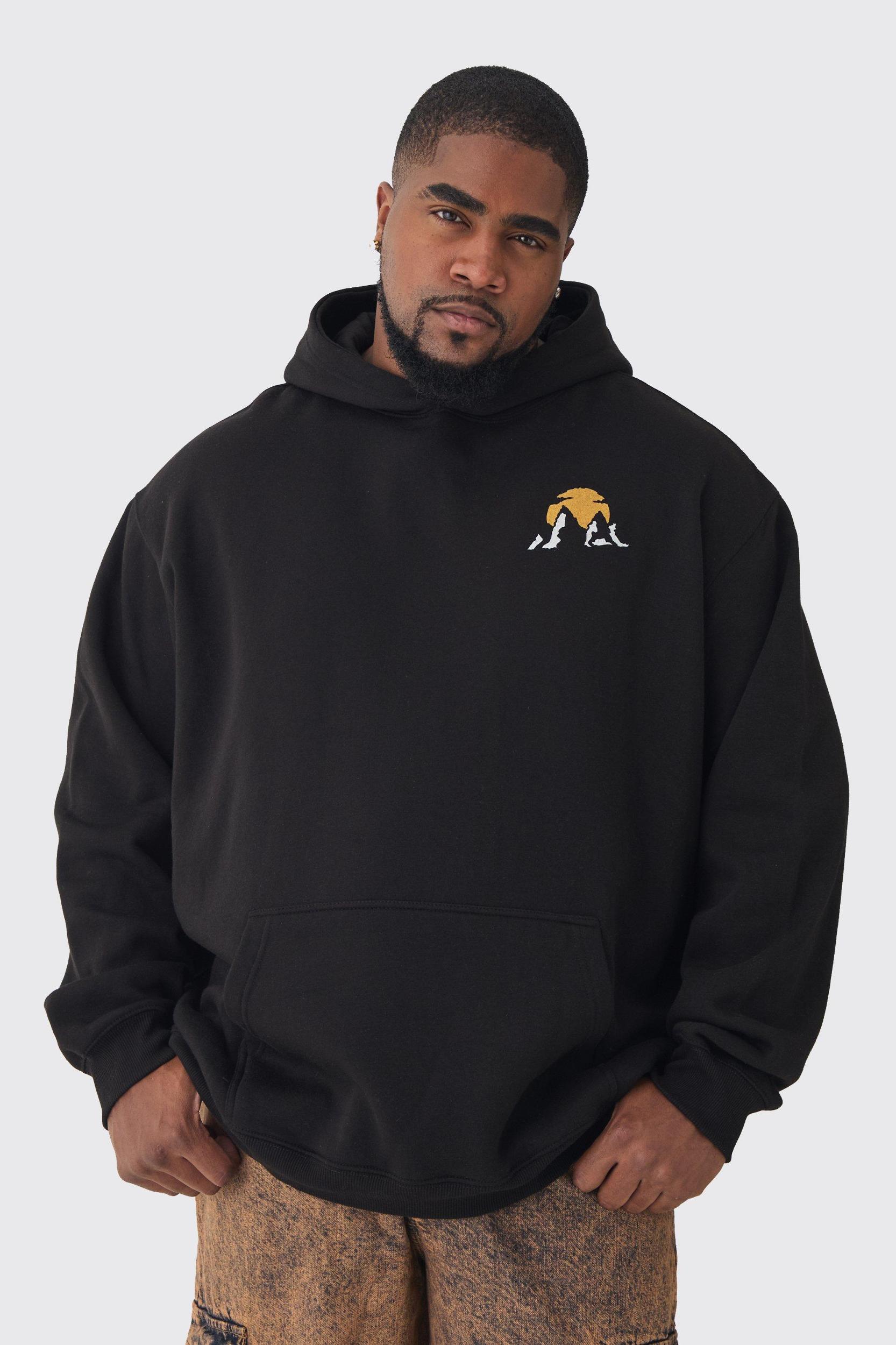 Plus Mountains Graphic Oversized Hoodie | boohooMAN USA Product Image