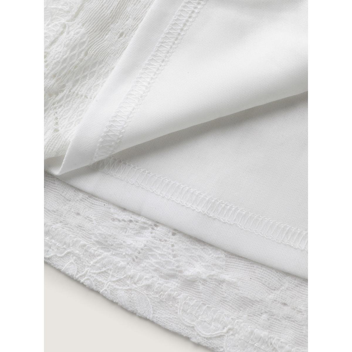 Plus Size WhiteSmoke Stretchy Floral Lace V-Neck Blouse Women Extra Long Sleeve V-neck Elegant Blouses BloomChic 22-24/3X Product Image