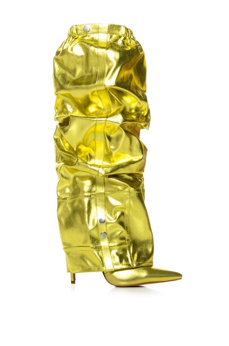 AZALEA WANG SUTTER YELLOW METALLIC PANT LOOK BOOT Product Image