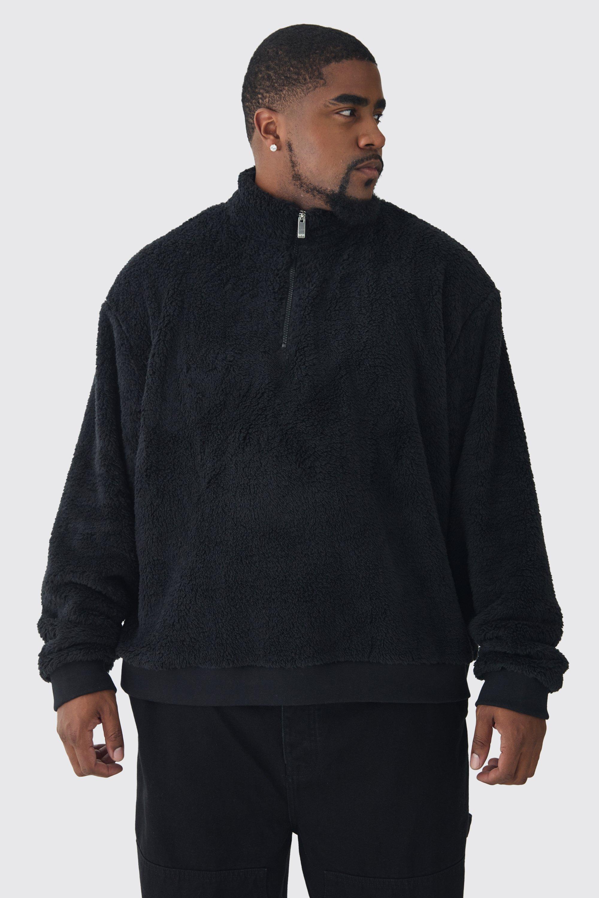 Plus Borg Oversized Boxy Borg 1/4 Zip Sweatshirt | boohooMAN USA Product Image