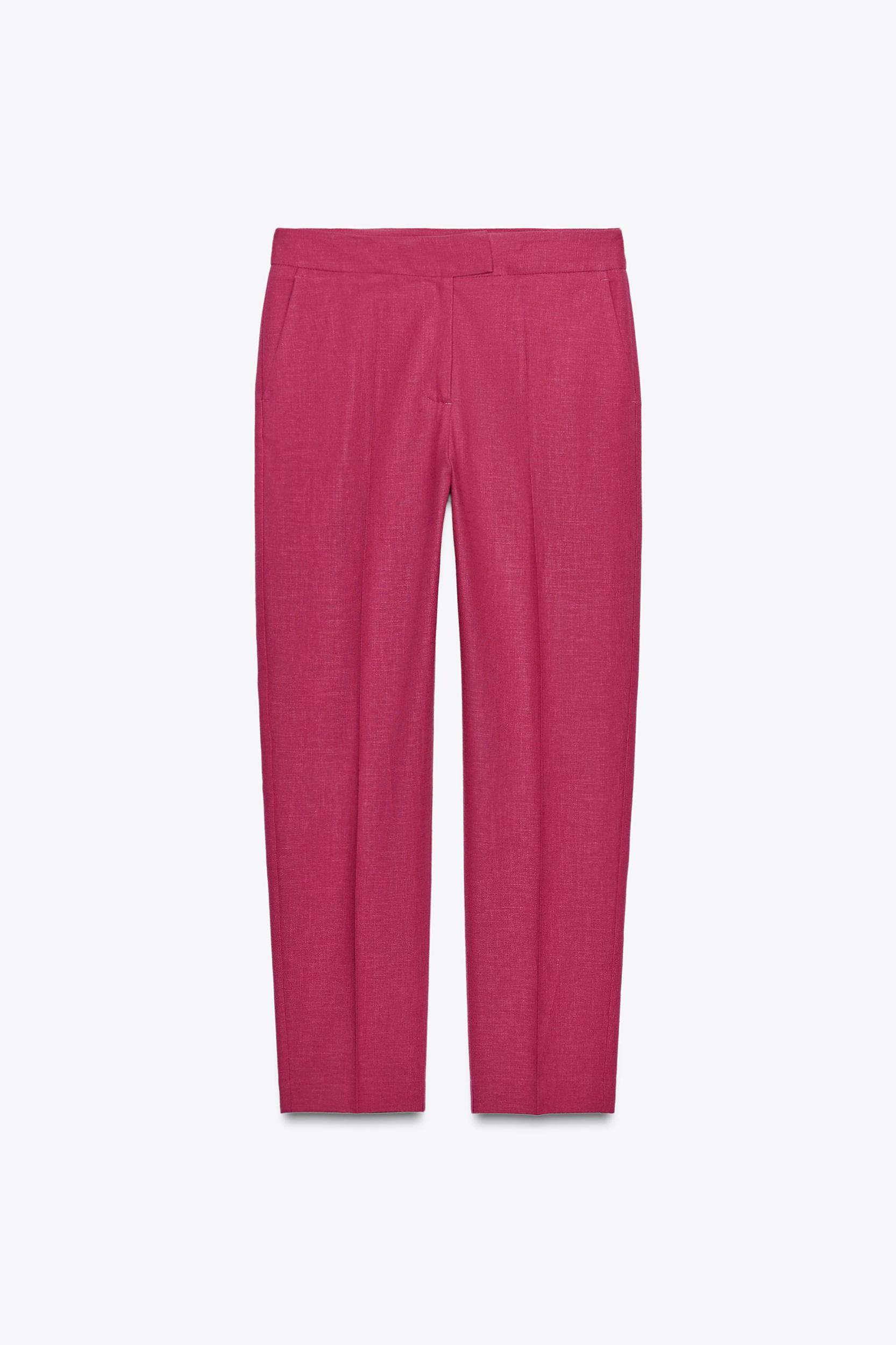 HIGH-WAISTED SLIM LINEN PANTS Product Image