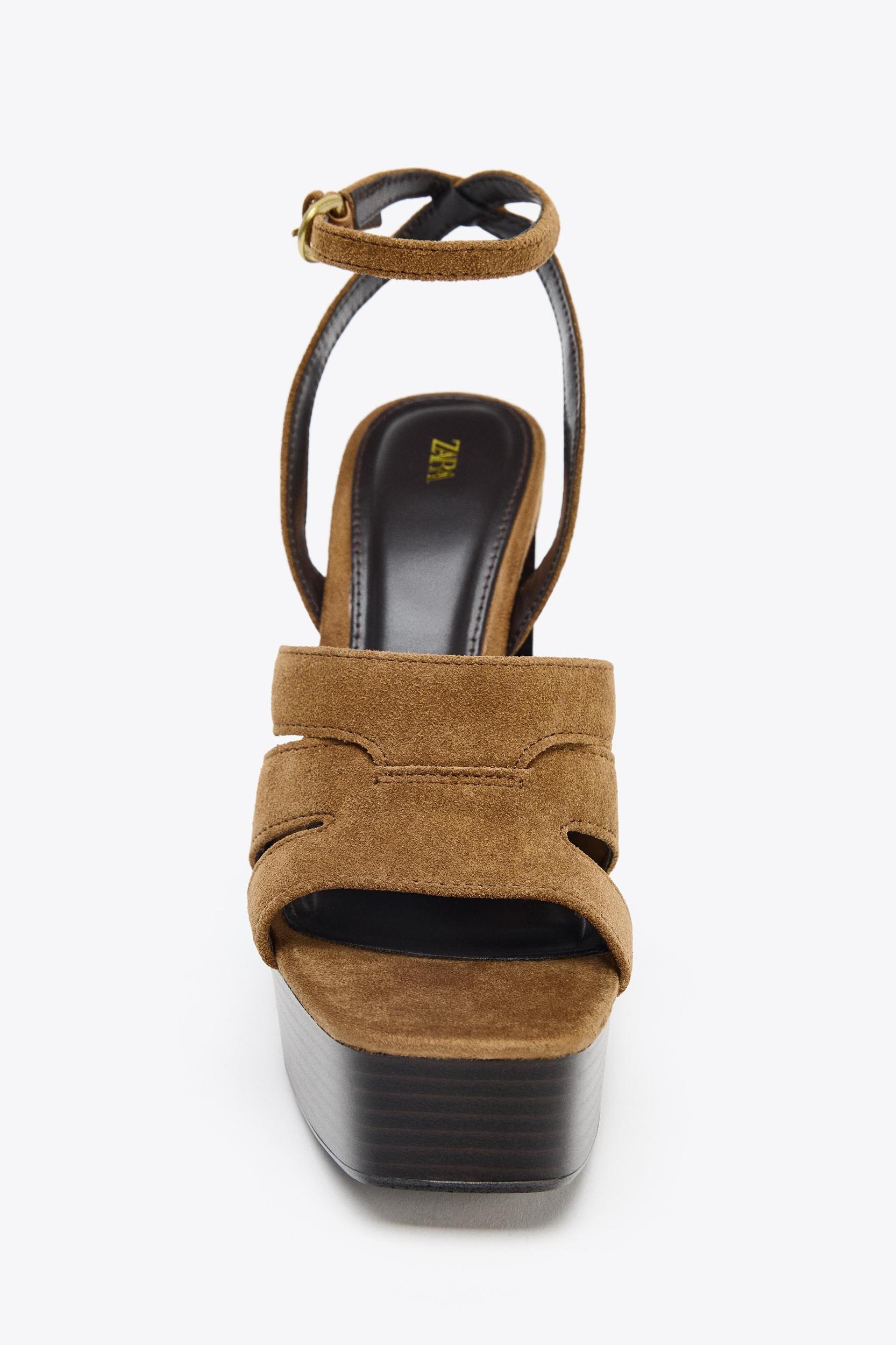 SPLIT LEATHER PLATFORM SANDALS Product Image