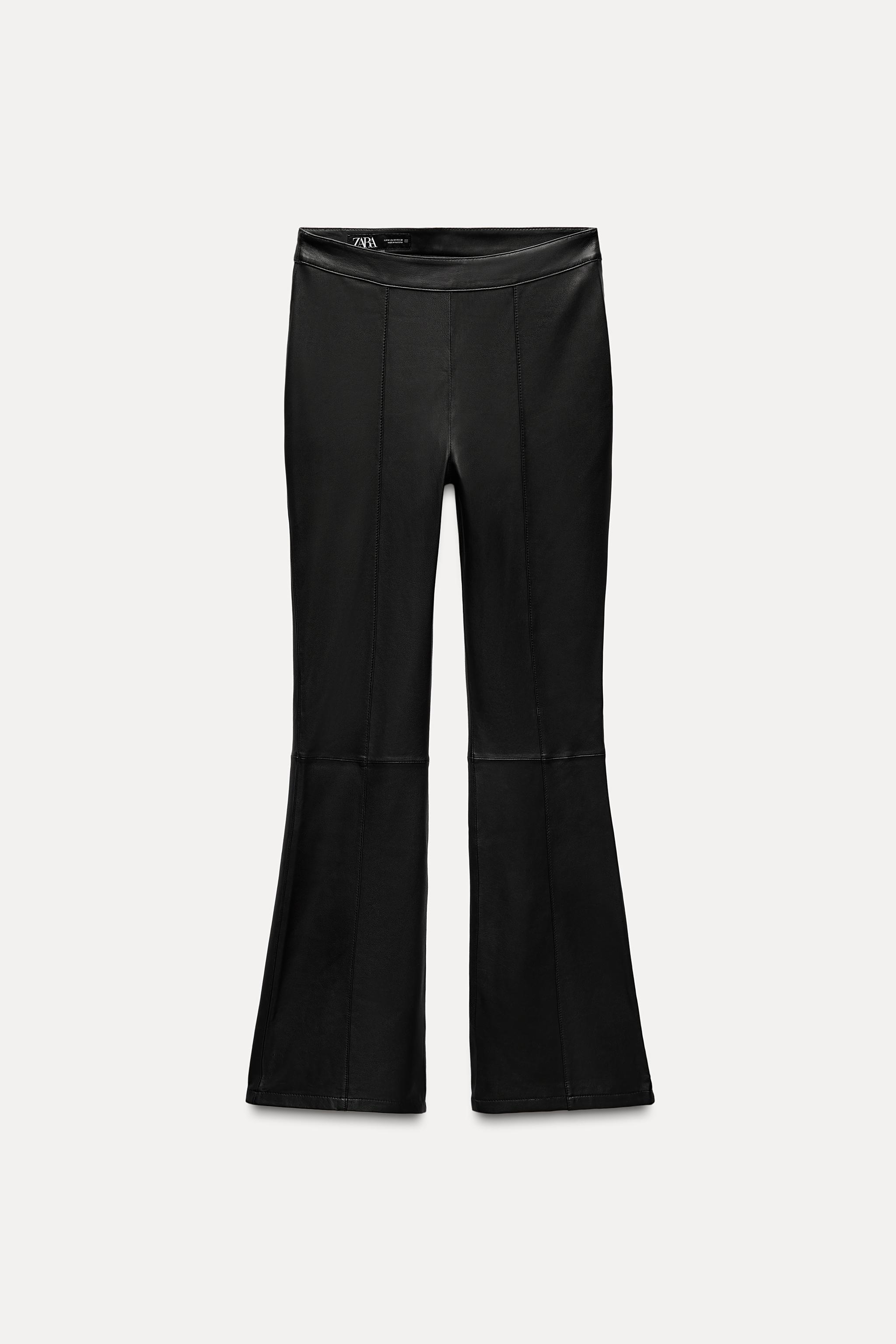 FLARED 100% LEATHER PANTS Product Image