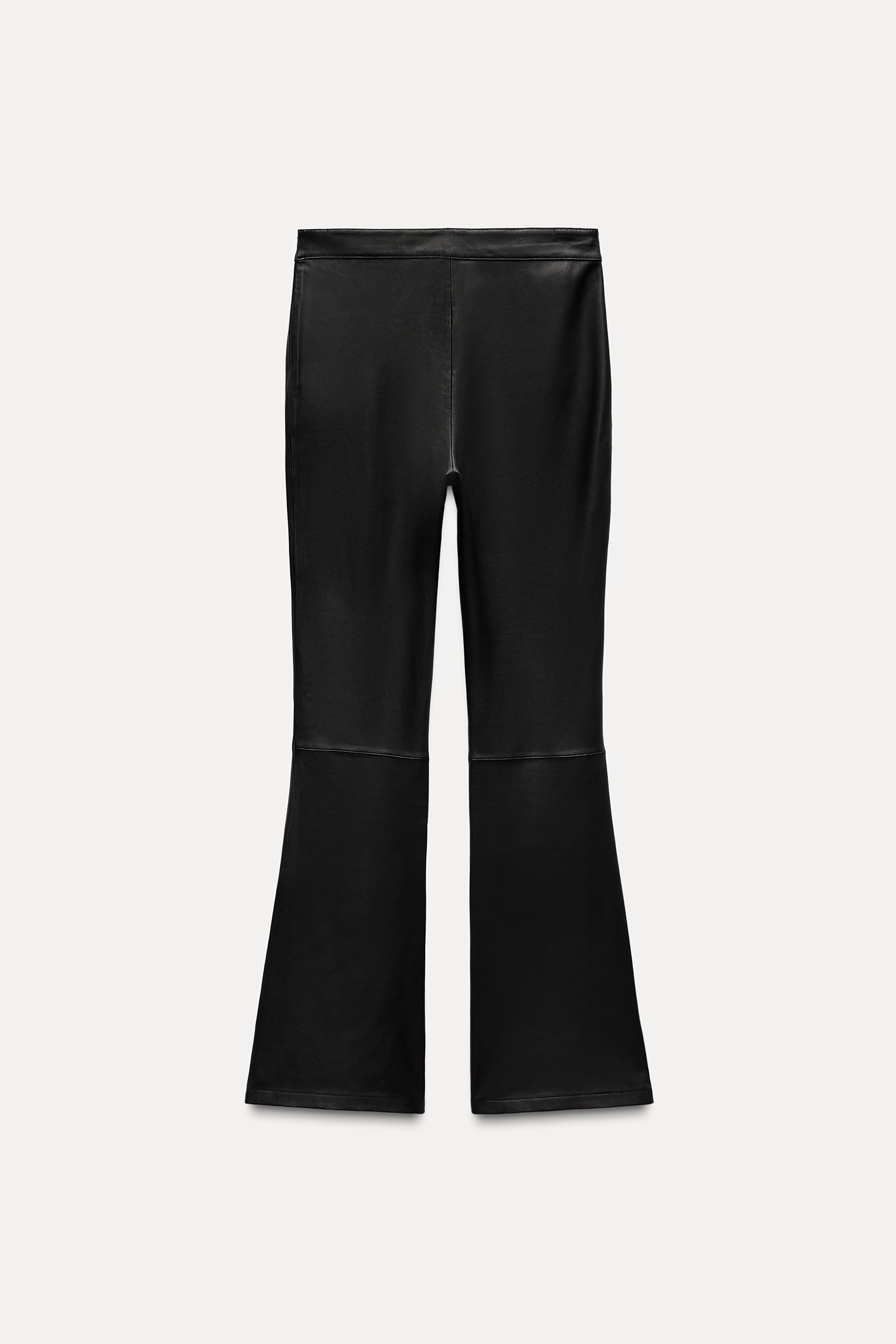 FLARED 100% LEATHER PANTS Product Image