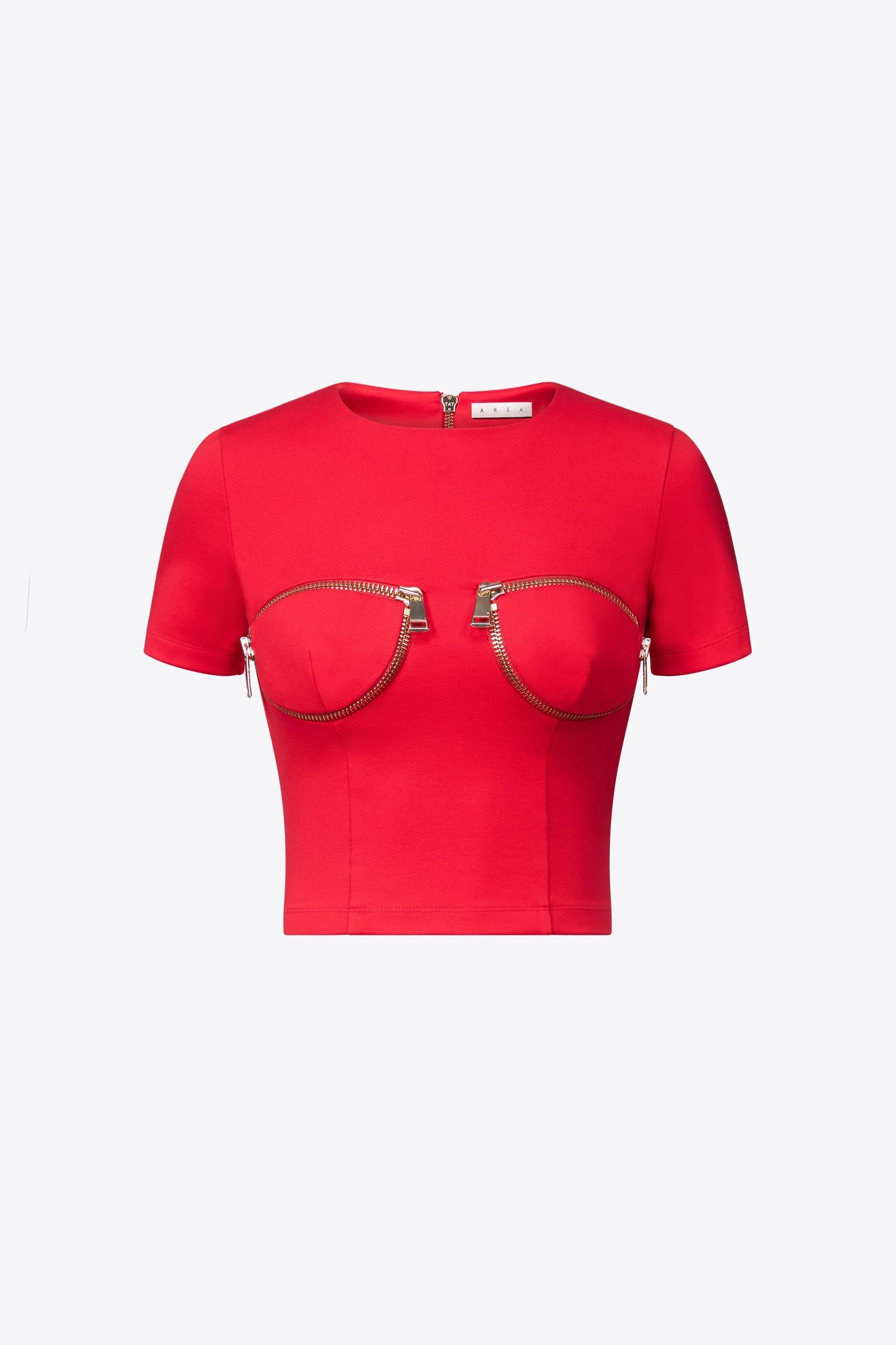 Zipper Bustier Cup T-Shirt Product Image