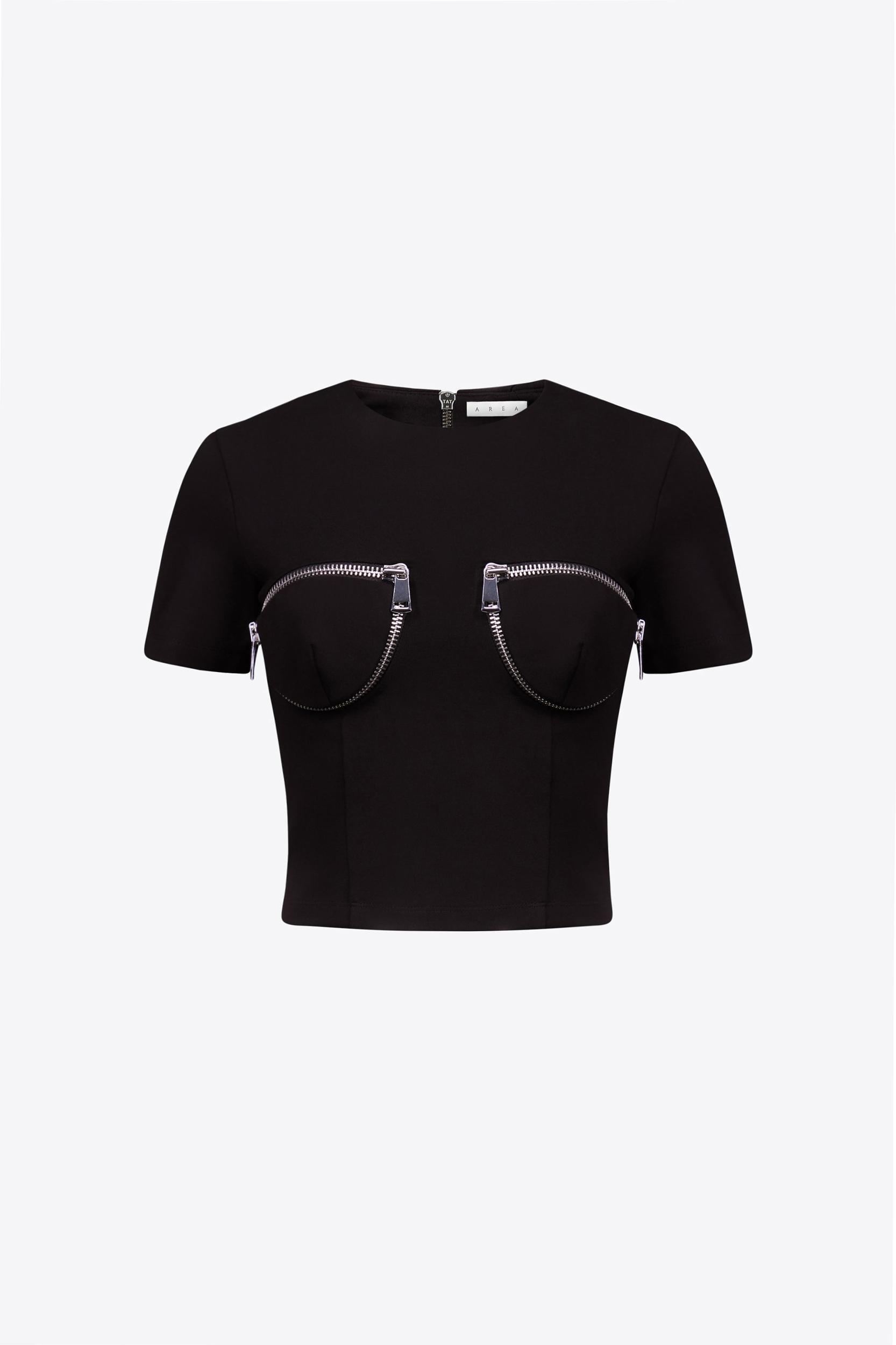 Zipper Bustier Cup T-Shirt Product Image