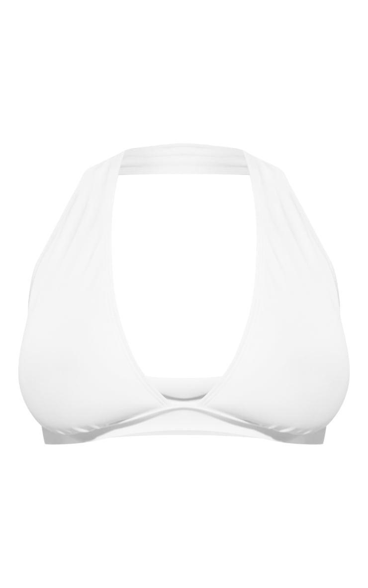 White Fuller Bust Plunge Triangle Bikini Top Product Image