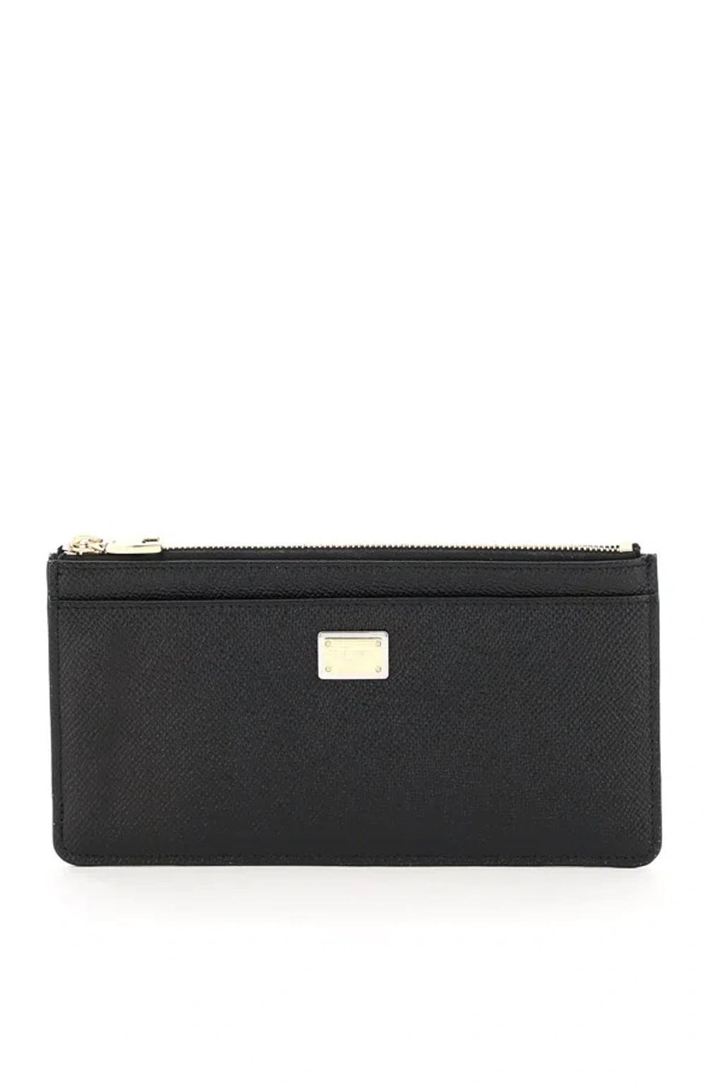 DOLCE & GABBANA Logo Plaque Zipped Cardholder In Black Product Image