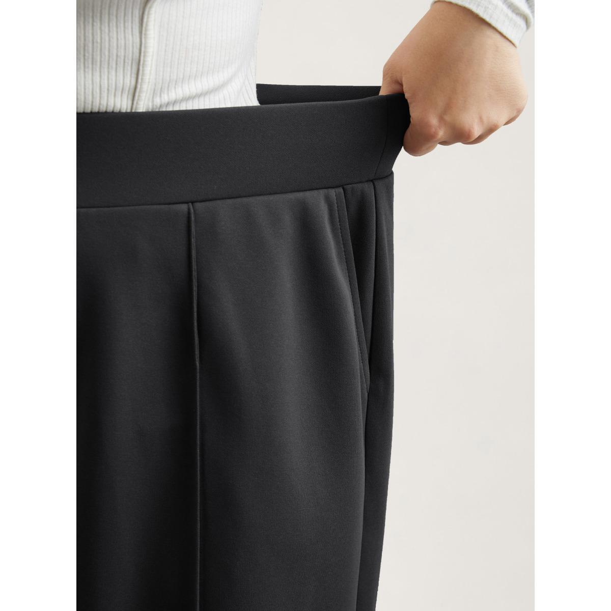 Plus Size Ruched Tummy-Control Seamed Wide Leg Pants Women DimGray At the Office Wide Leg Mid Rise Work Pants BloomChic 14-16/1X Product Image