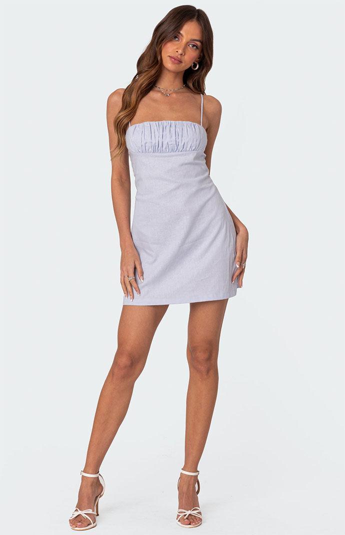 Edikted Women's Henrietta Ruched Linen Look Mini Dress Product Image