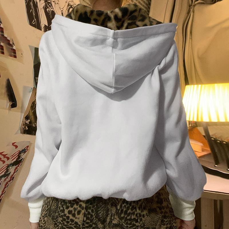 Butterfly Print Zip-Up Hoodie Product Image