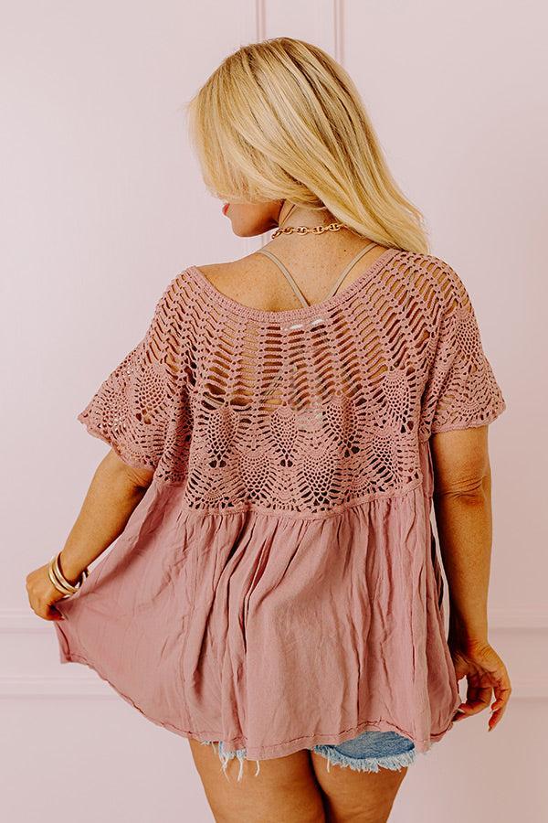 Getting Sun Crochet Shift Top In Dusty Purple Product Image