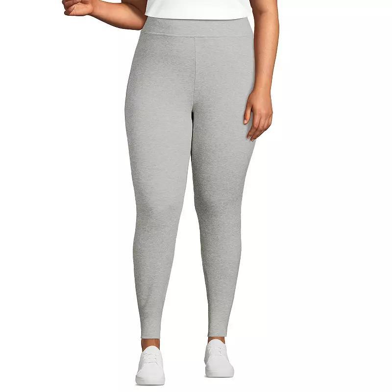 Plus Size Lands End Serious Sweats Fleece Lined High-Waist Leggings, Womens Deep Blue Product Image