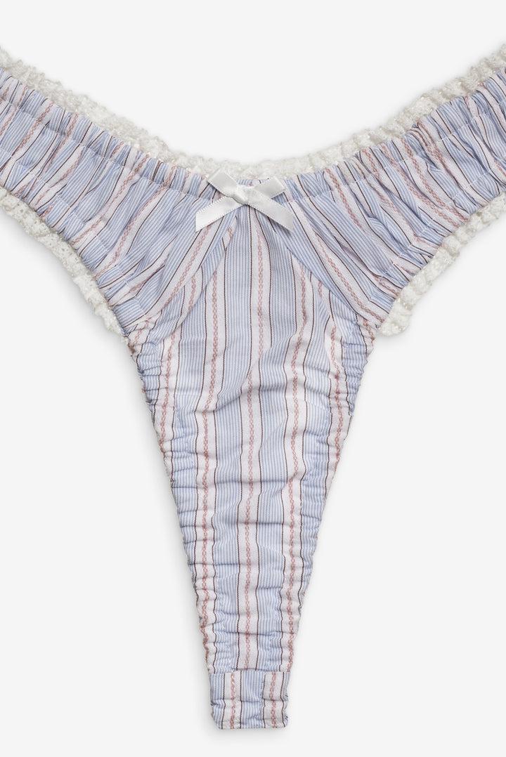 Lakeside Stripe Thong Panty — Blue Product Image