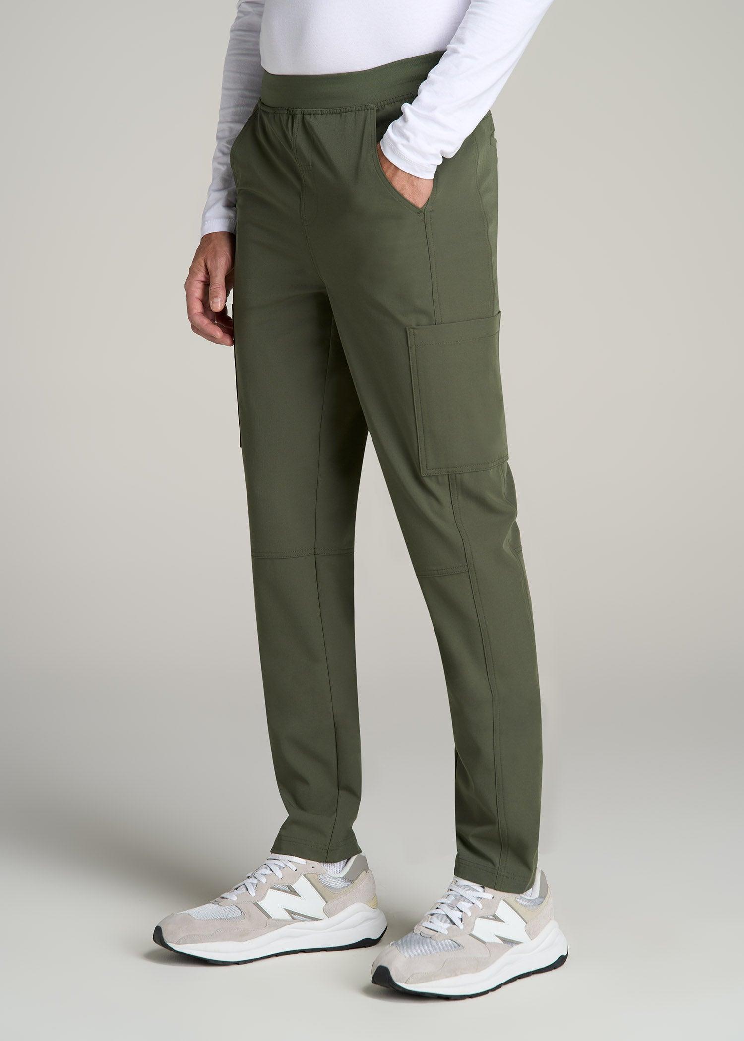 Cargo Scrub Pants for Tall Men in Clover Green Male Product Image