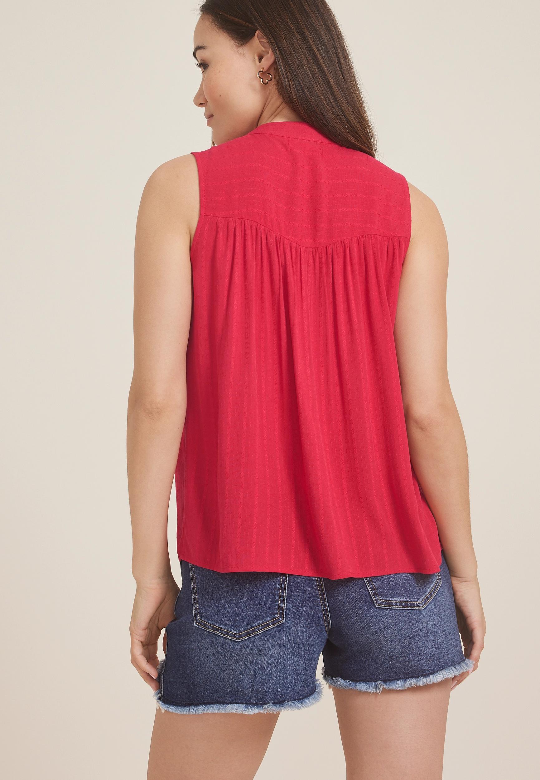 Maurices Womens X Small Size Textured Button Down Tank Top Product Image
