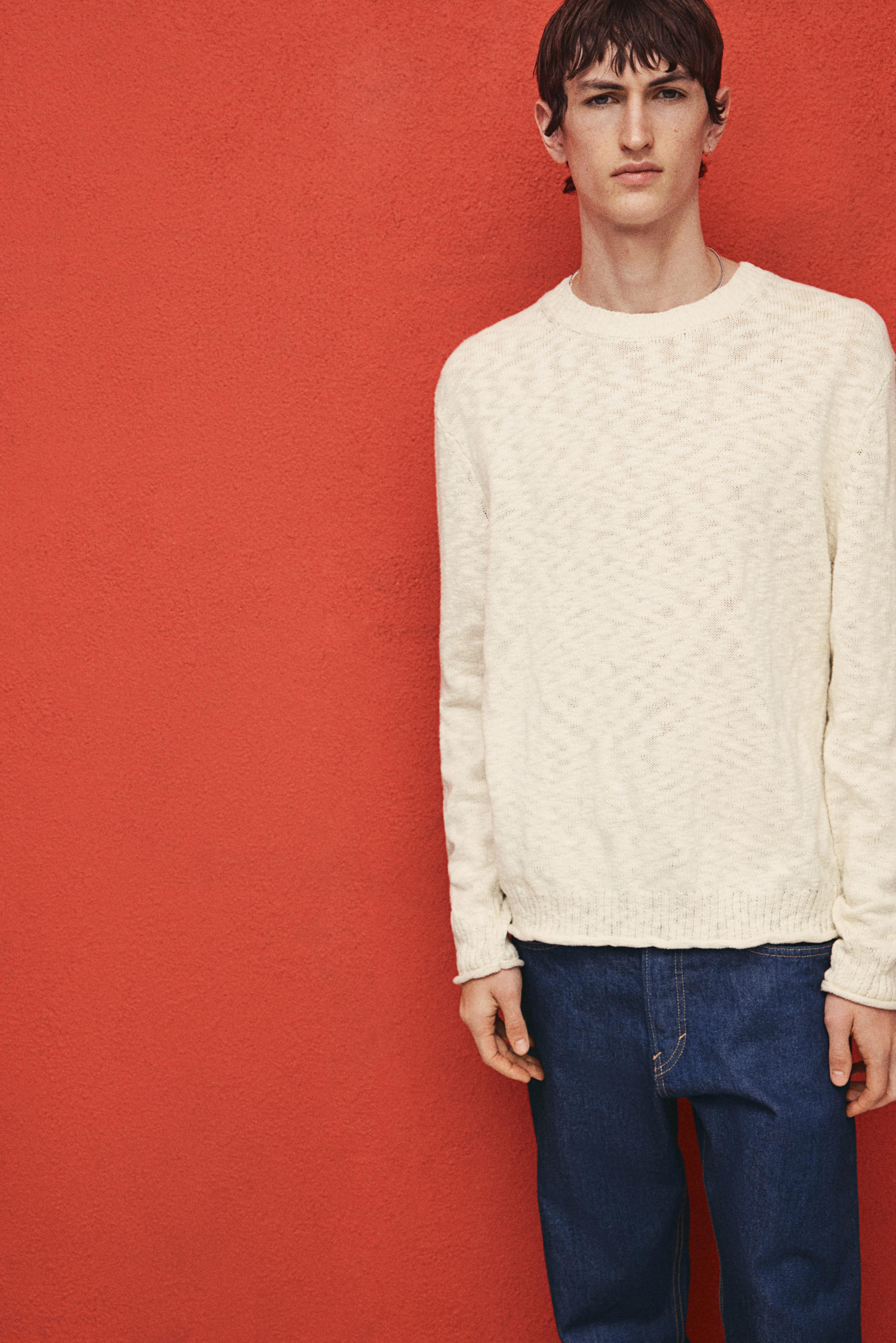 Regular-Fit Rolled Edge Sweater Product Image