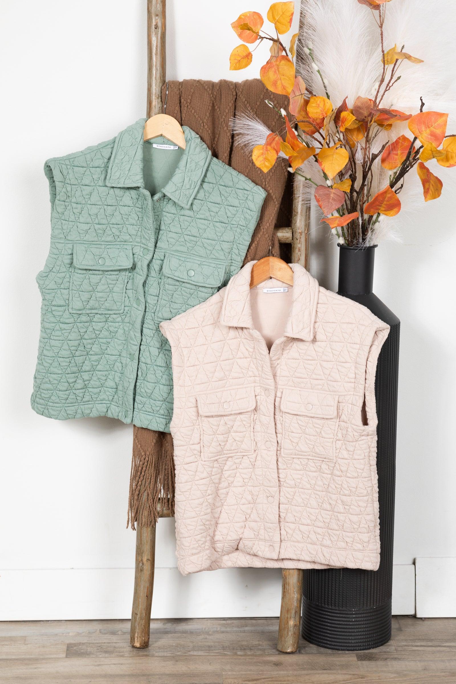 Quilted Chest Pocket Button Vest Product Image