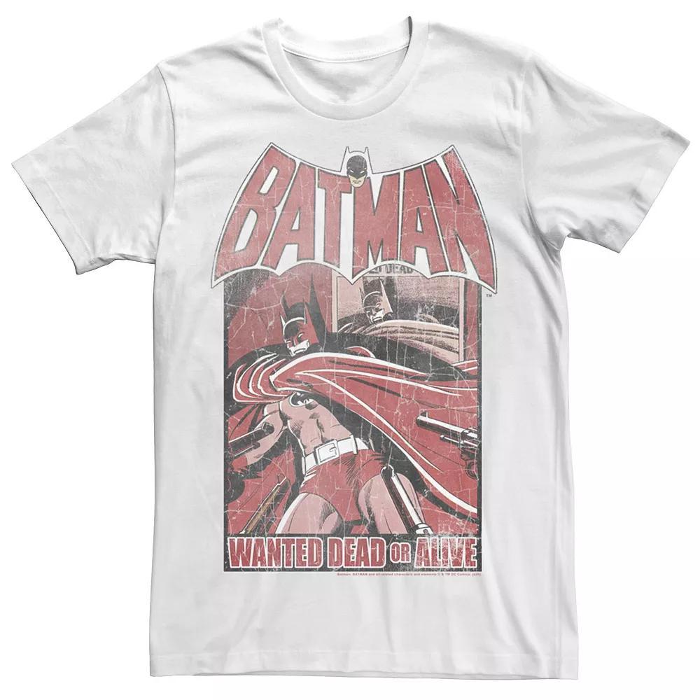 Men's DC Comics Batman Wanted Poster Red Hue Tee, Size: Small, White Product Image