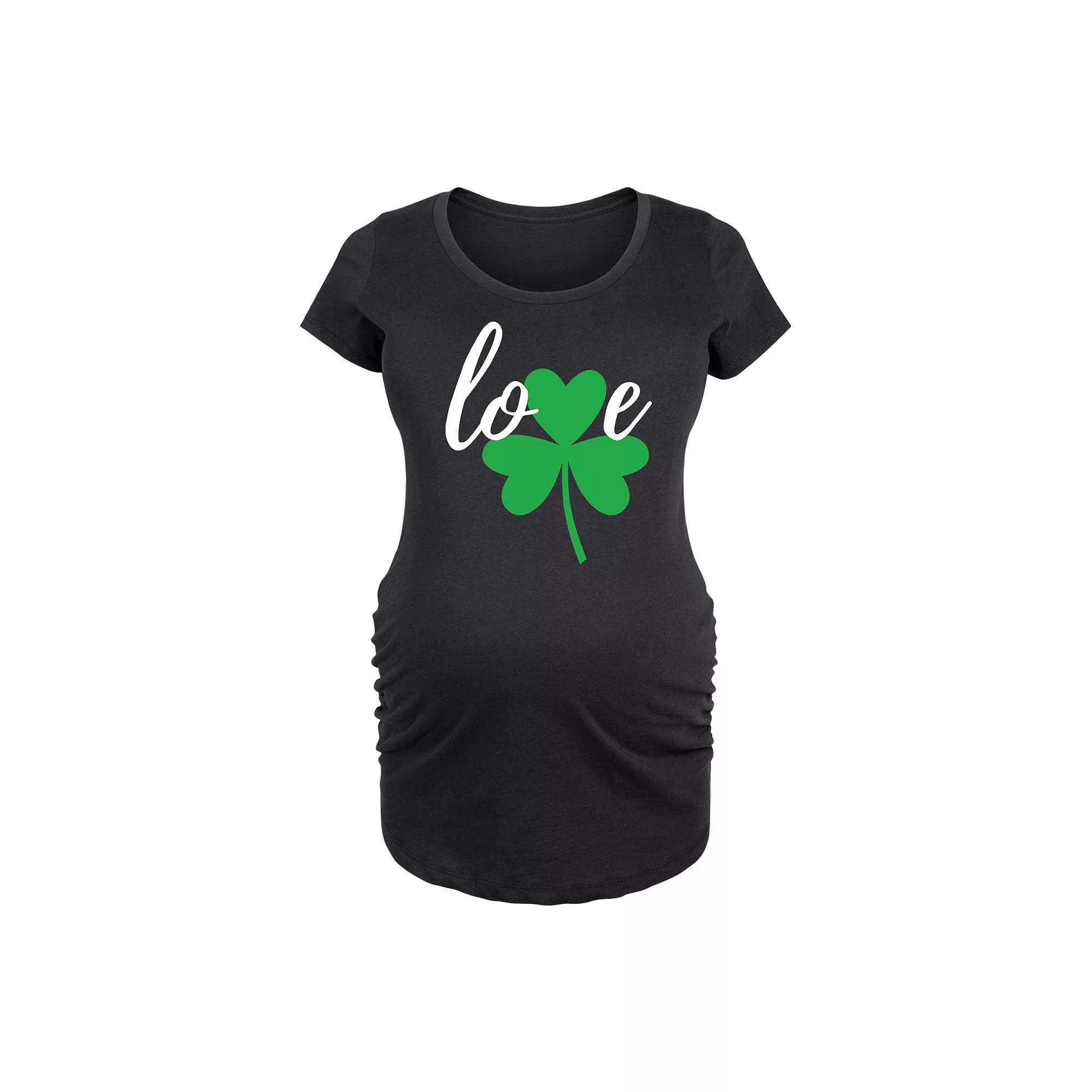 Maternity Love Shamrock Graphic Tee, Women's, Size: Medium, Black Product Image