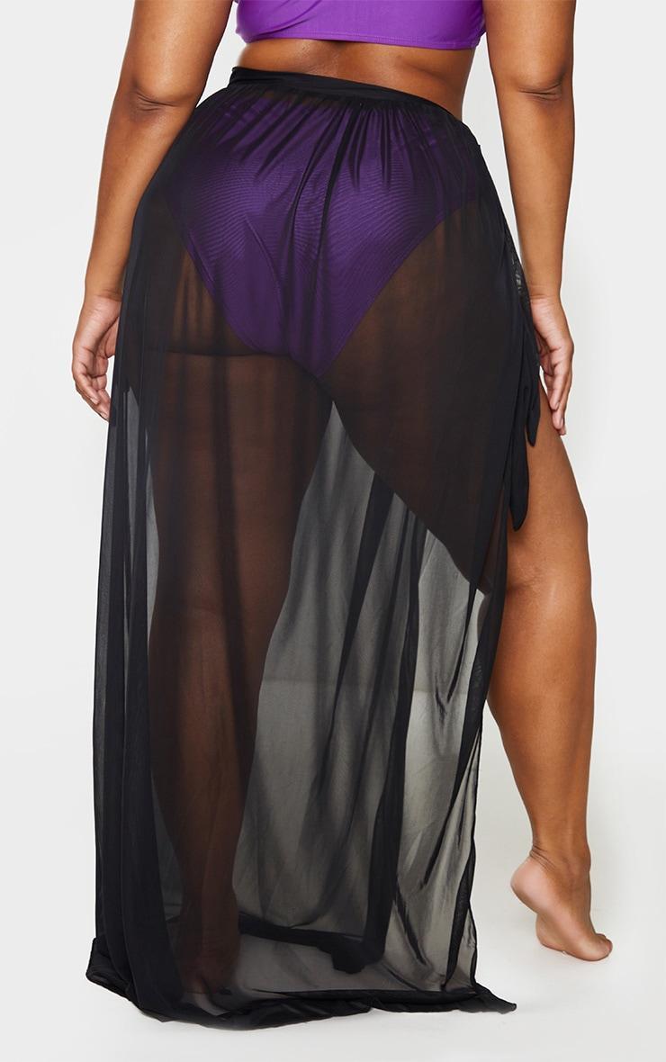 Plus Black Tie Side Maxi Beach Sarong Product Image