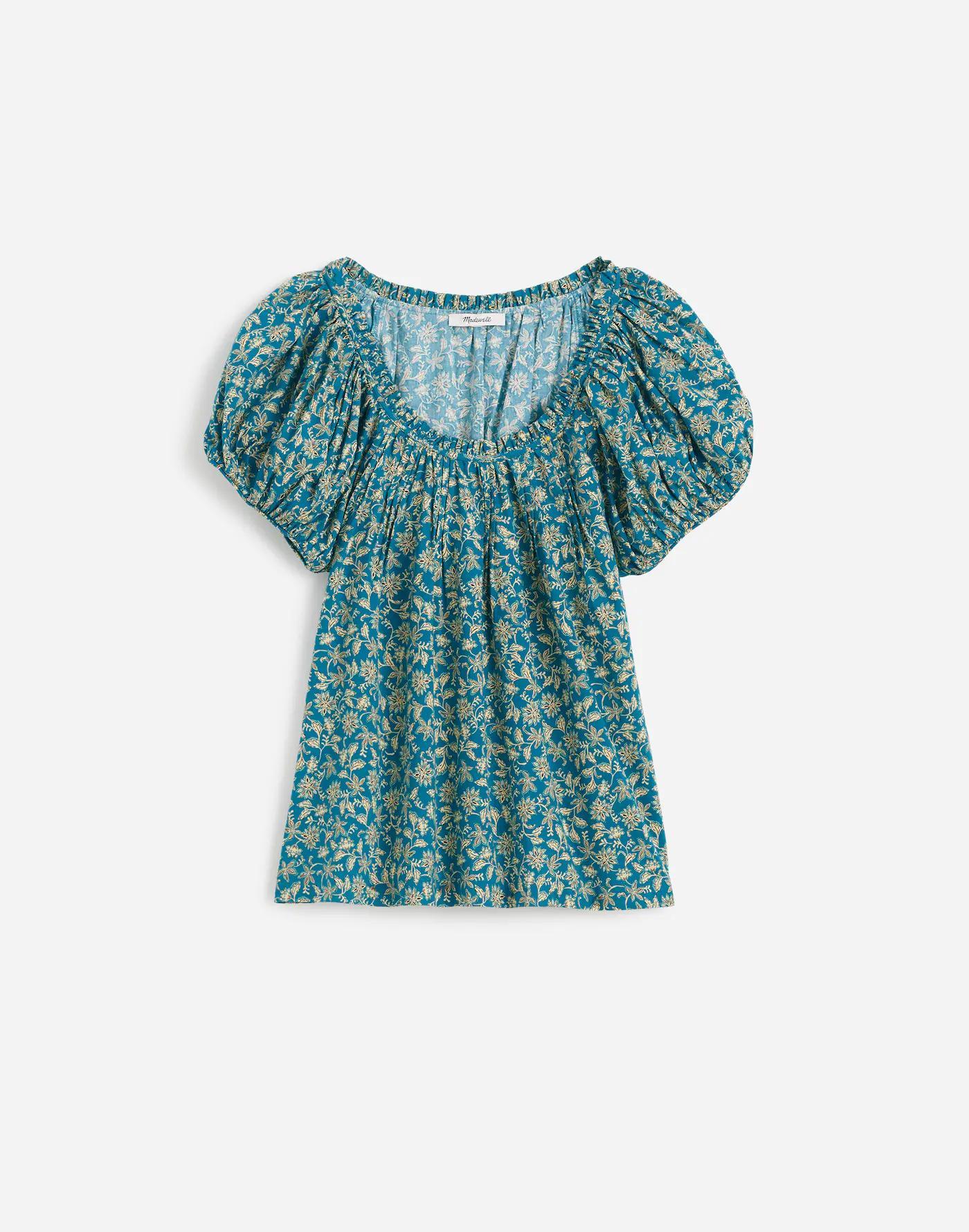 Scoopneck Puff-Sleeve Top in Floral Product Image