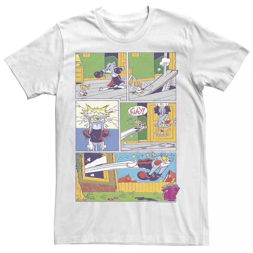 Men's Tom And Jerry Fight Scene Comic Panels Tee, Size: Small, White Product Image
