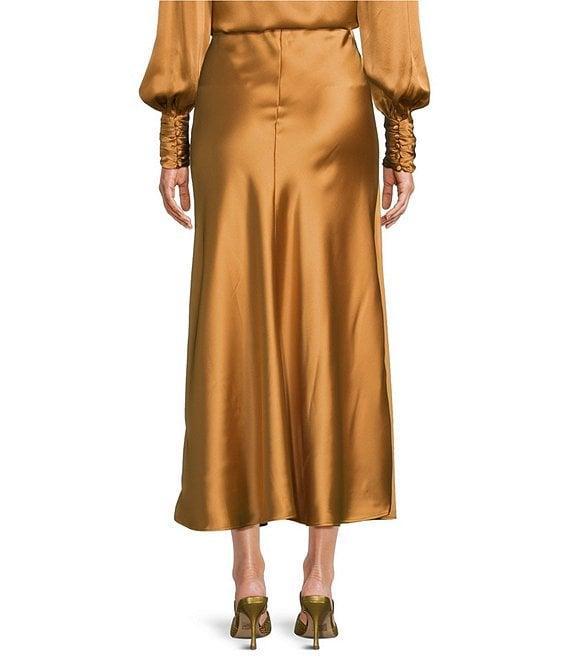 tyler boe Edie Bias Silk Charmeuse Fit & Flare Side Zip Midi Skirt Product Image