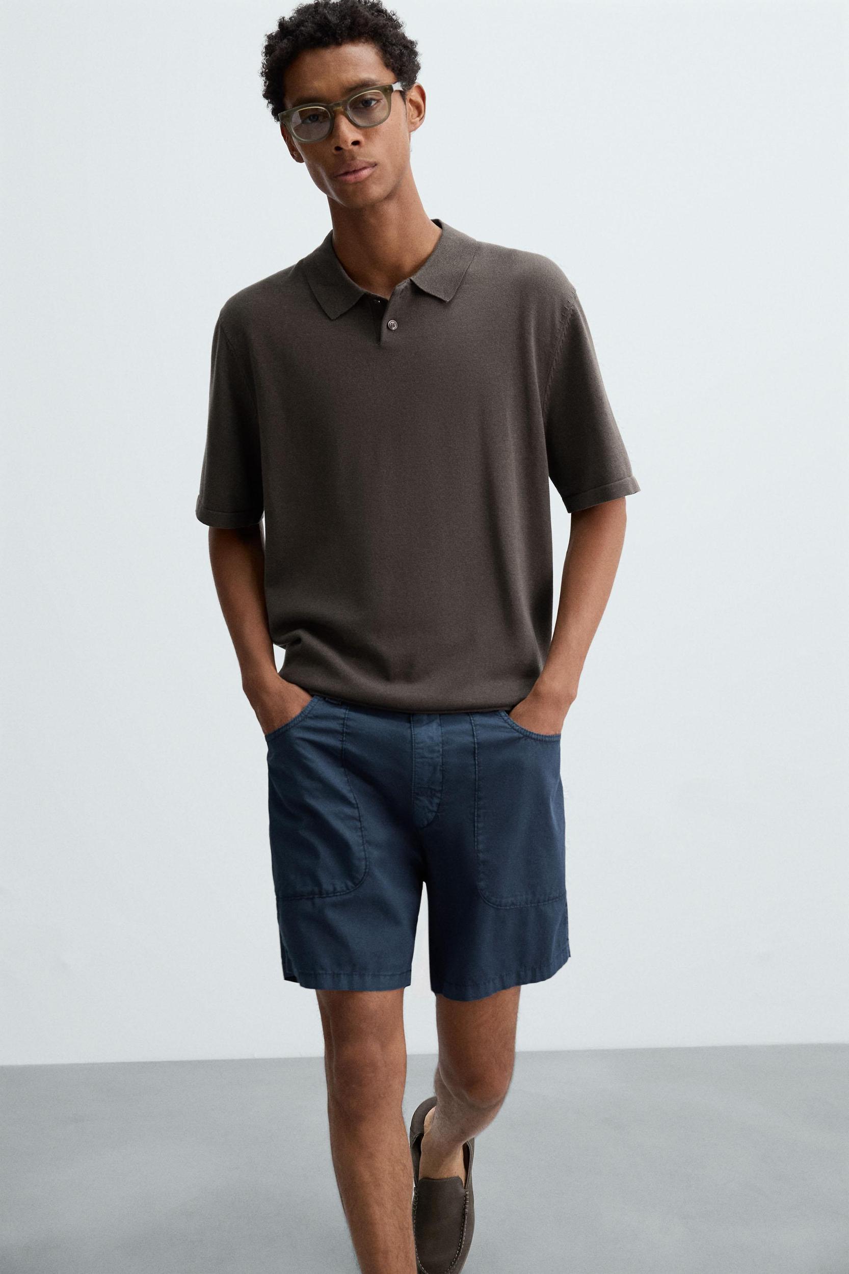 COTTON BLEND KNIT POLO SHIRT Product Image