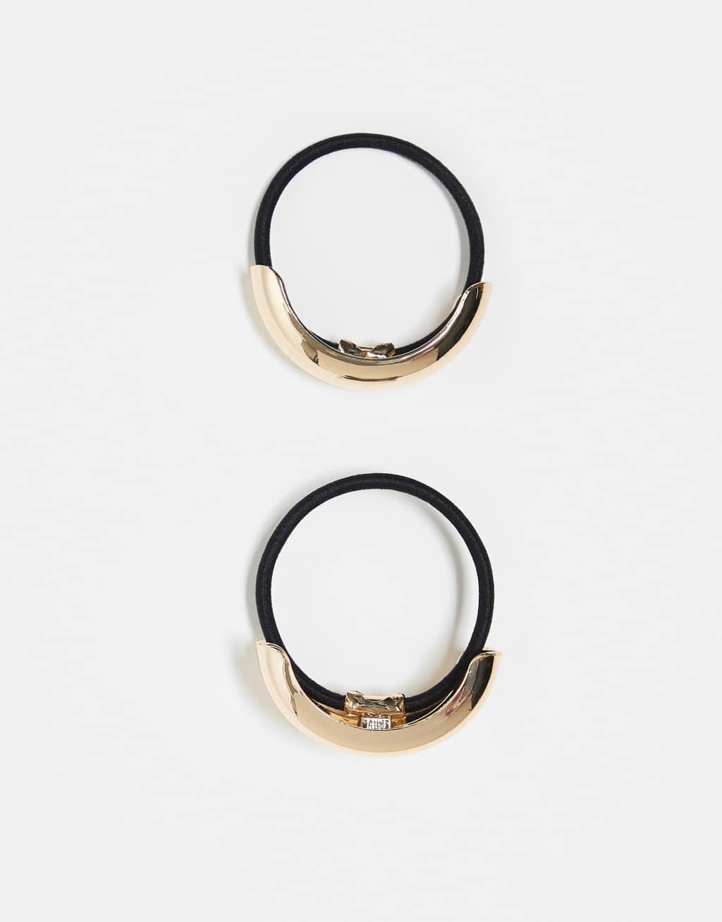 ASOS DESIGN pack of 2 hair cuffs in gold tone Product Image