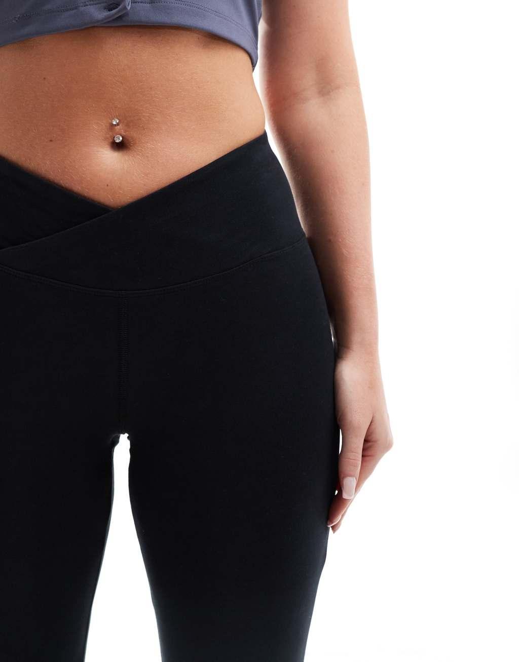 ASOS 4505 Hourglass soft touch slim kick legging with wrap waist in black Product Image