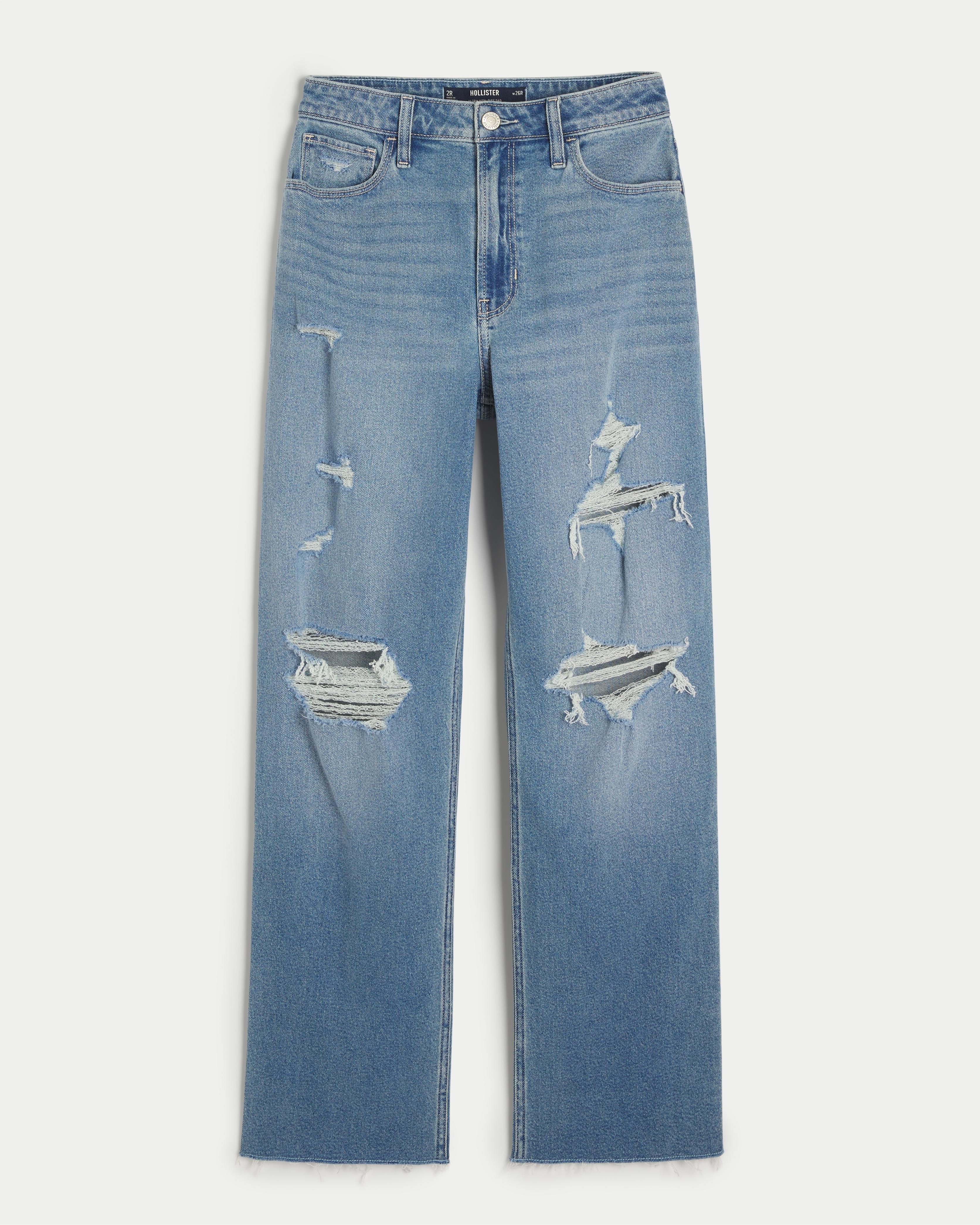 Ultra High-Rise Ripped Medium Wash Dad Jeans Product Image