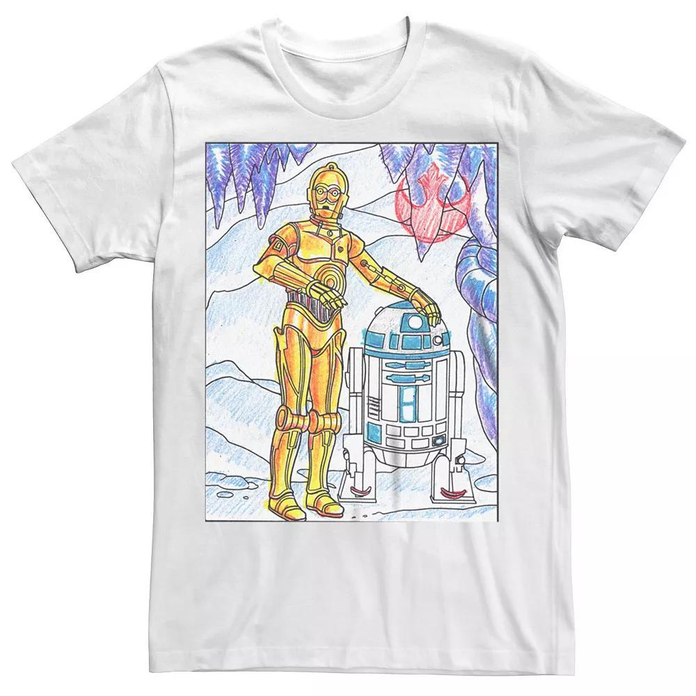 Men's Star Wars A New Hope C-3PO R2-D2 Coloring Book Graphic Tee,  Product Image