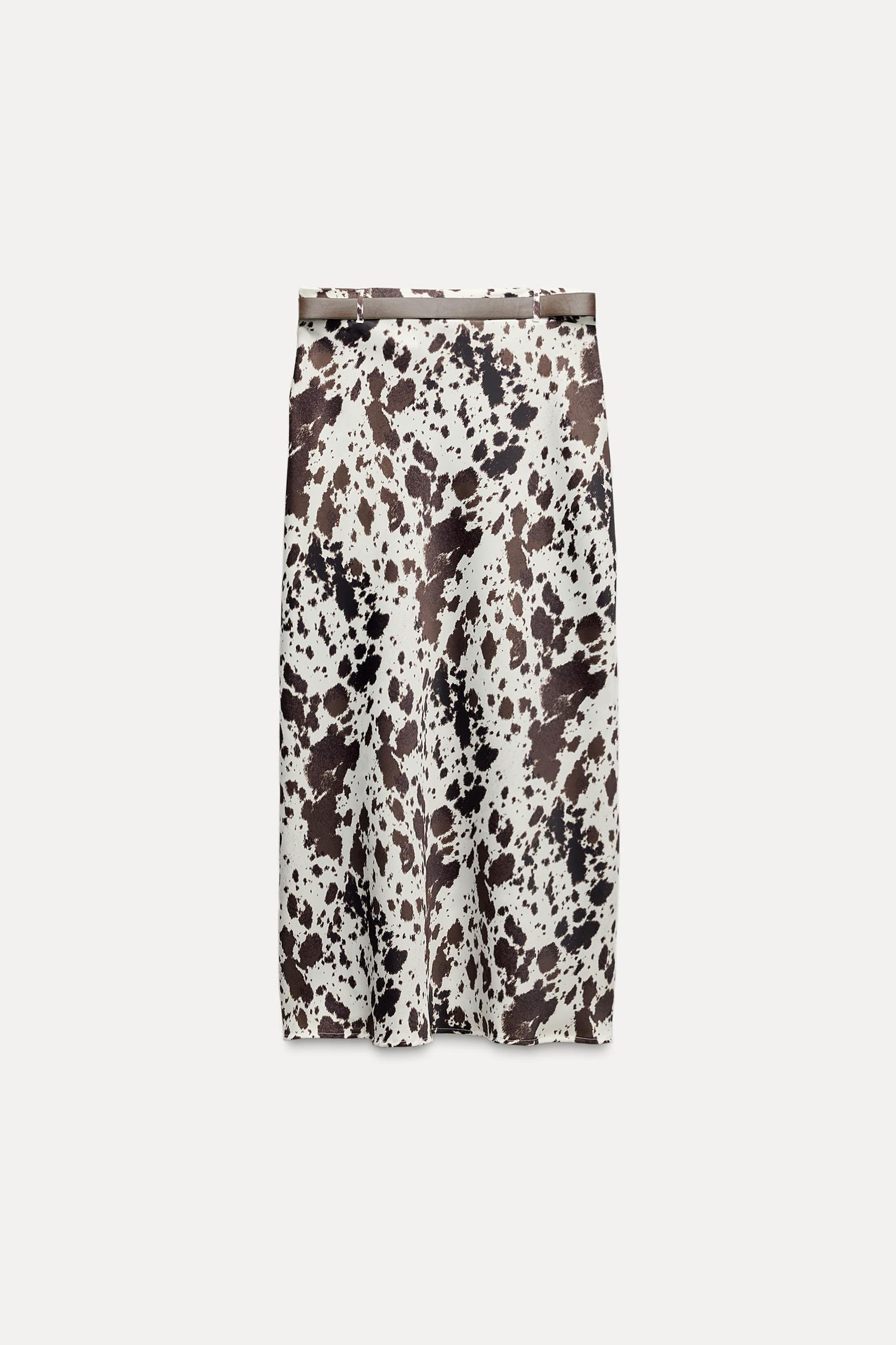 PRINTED SATIN SKIRT WITH BELT Product Image