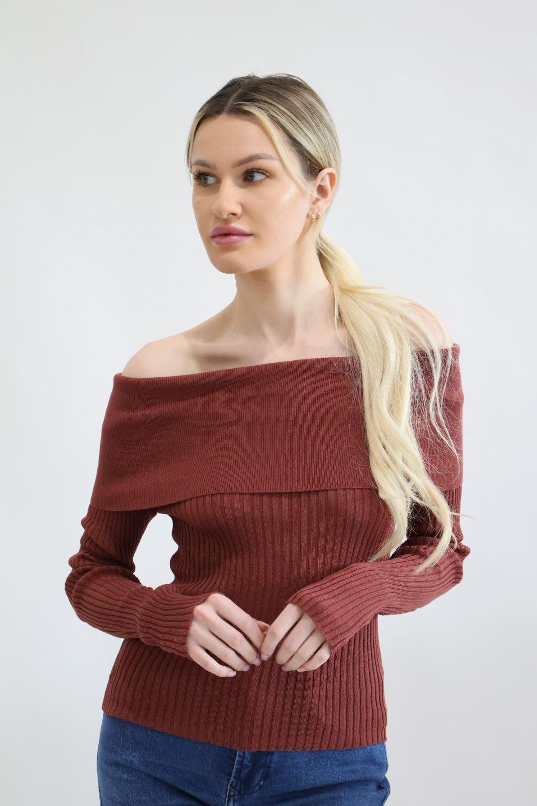 Off The Shoulder Fitted Sweater Product Image