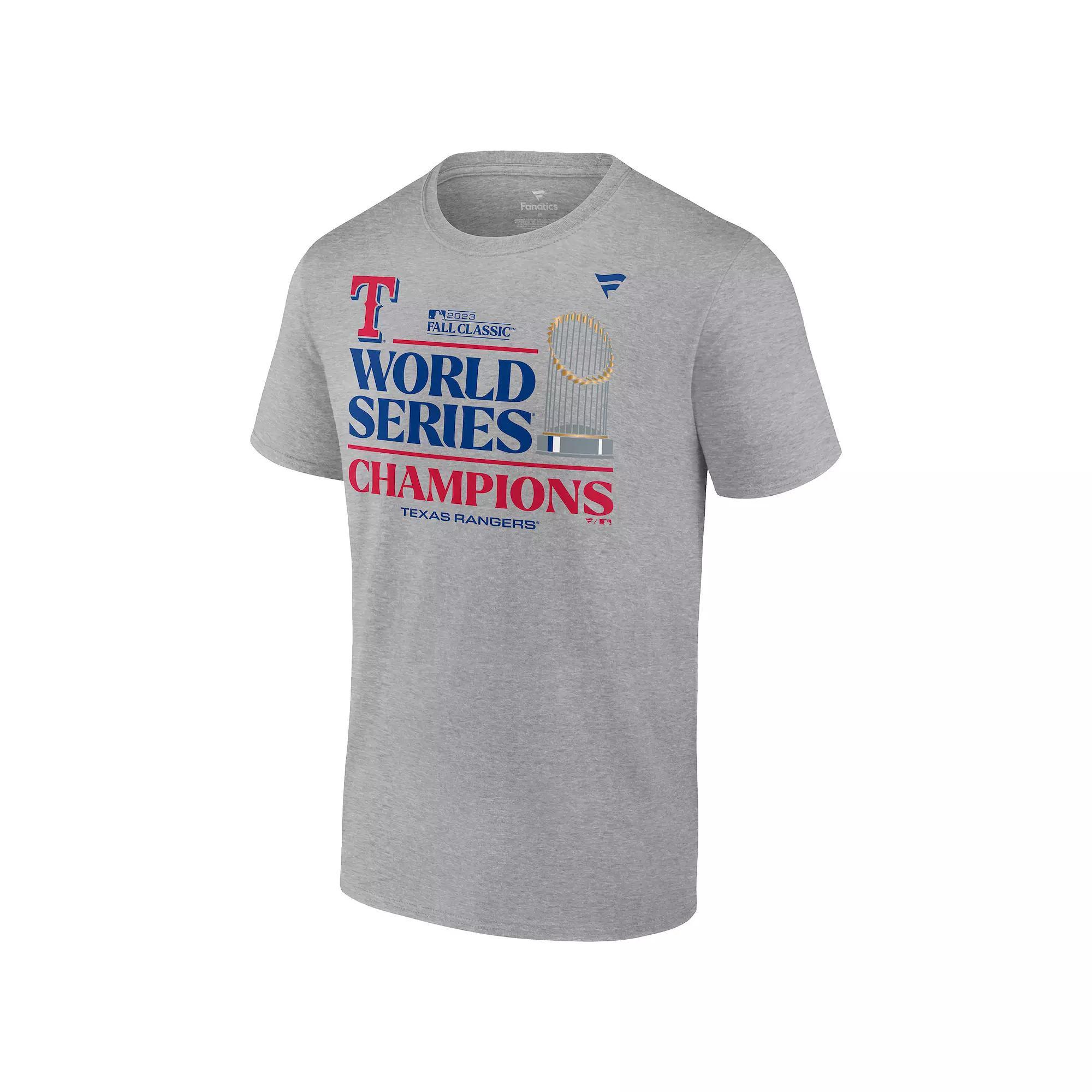 Men's Texas Rangers World Series Champions Graphic Tee, Size: Small, Gray Product Image