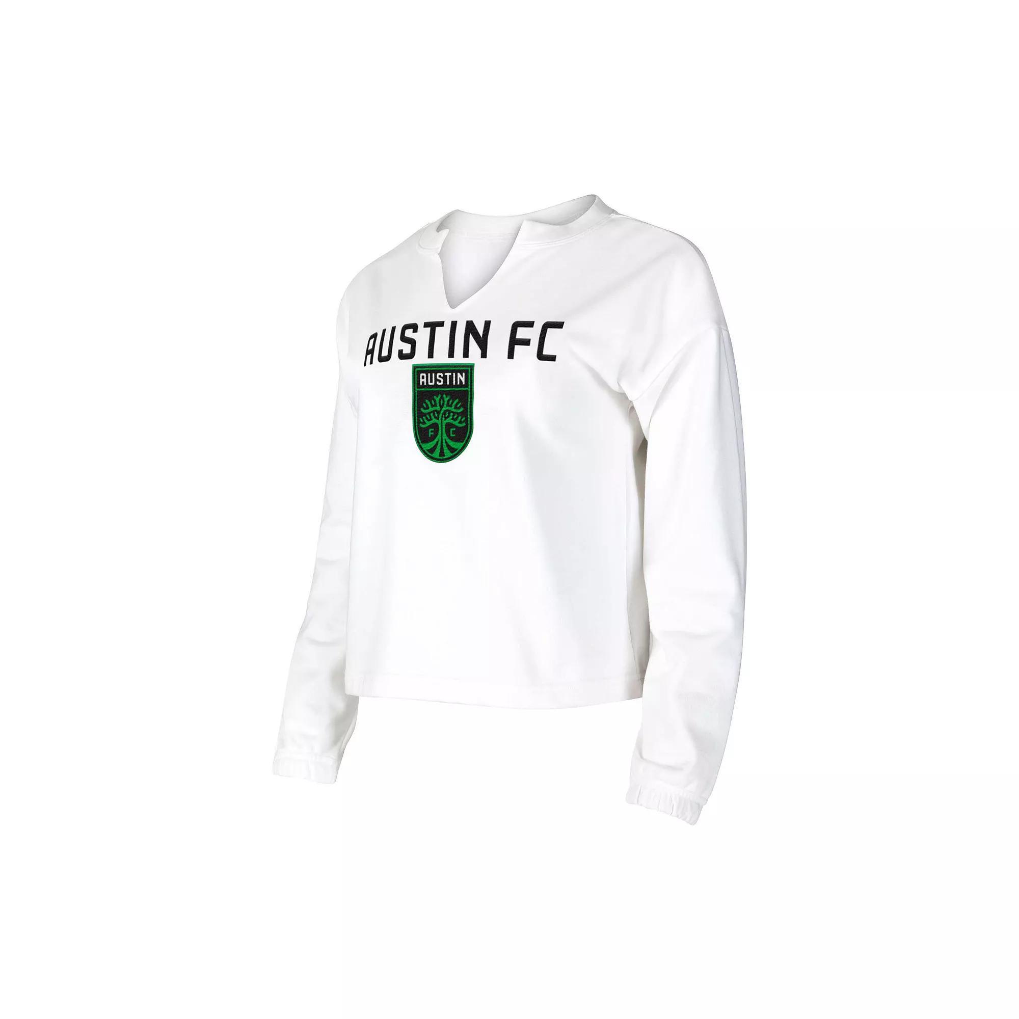 Women's Concepts Sport White Austin FC Sunray Notch Neck Long Sleeve T-Shirt,  Product Image