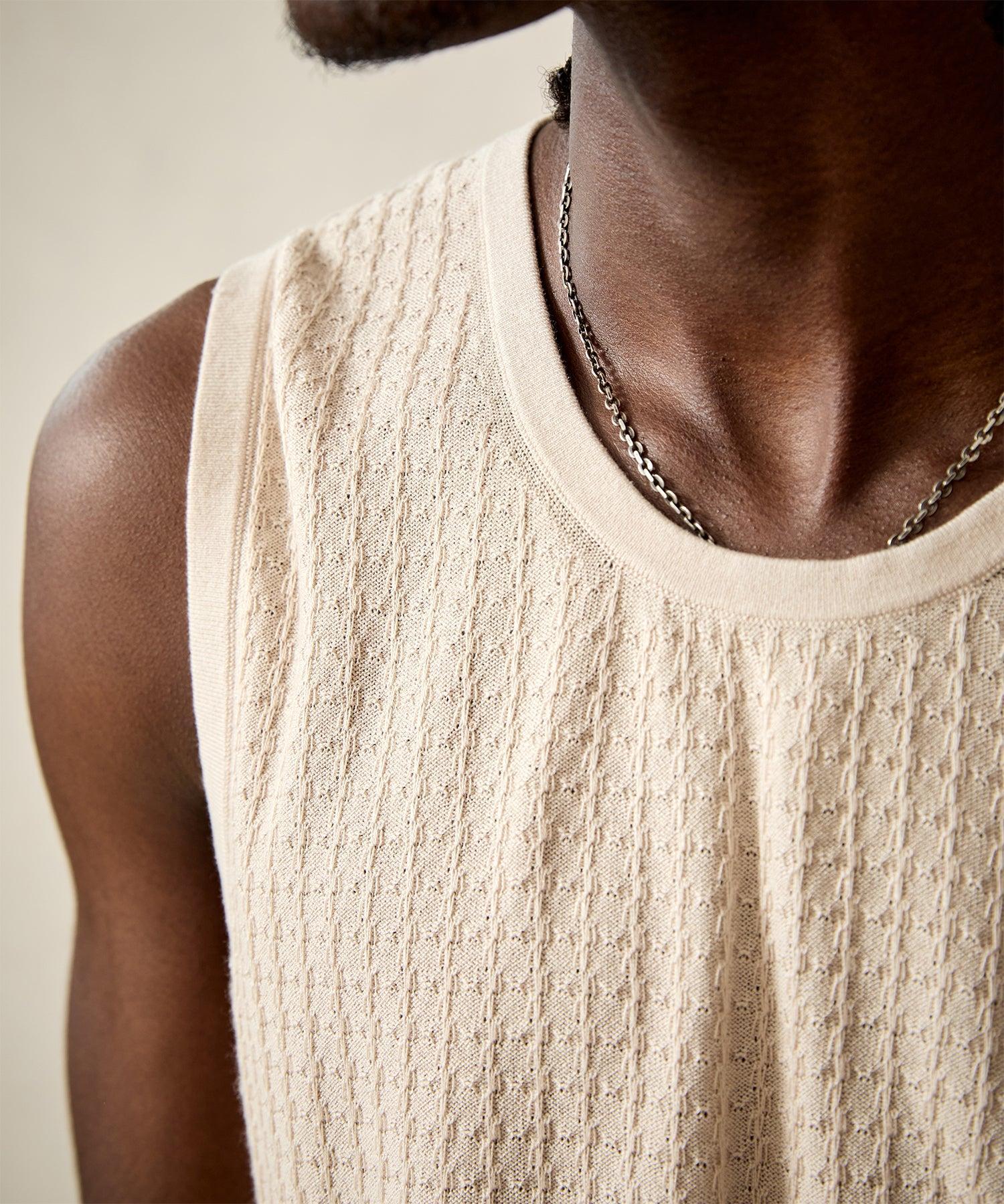 Silk-Cotton Muscle Tank in Beige Product Image