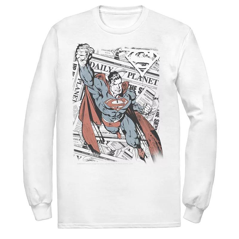 Men's DC Comics Superman Daily Planet Background Poster Tee, Size: 3XL, White Product Image