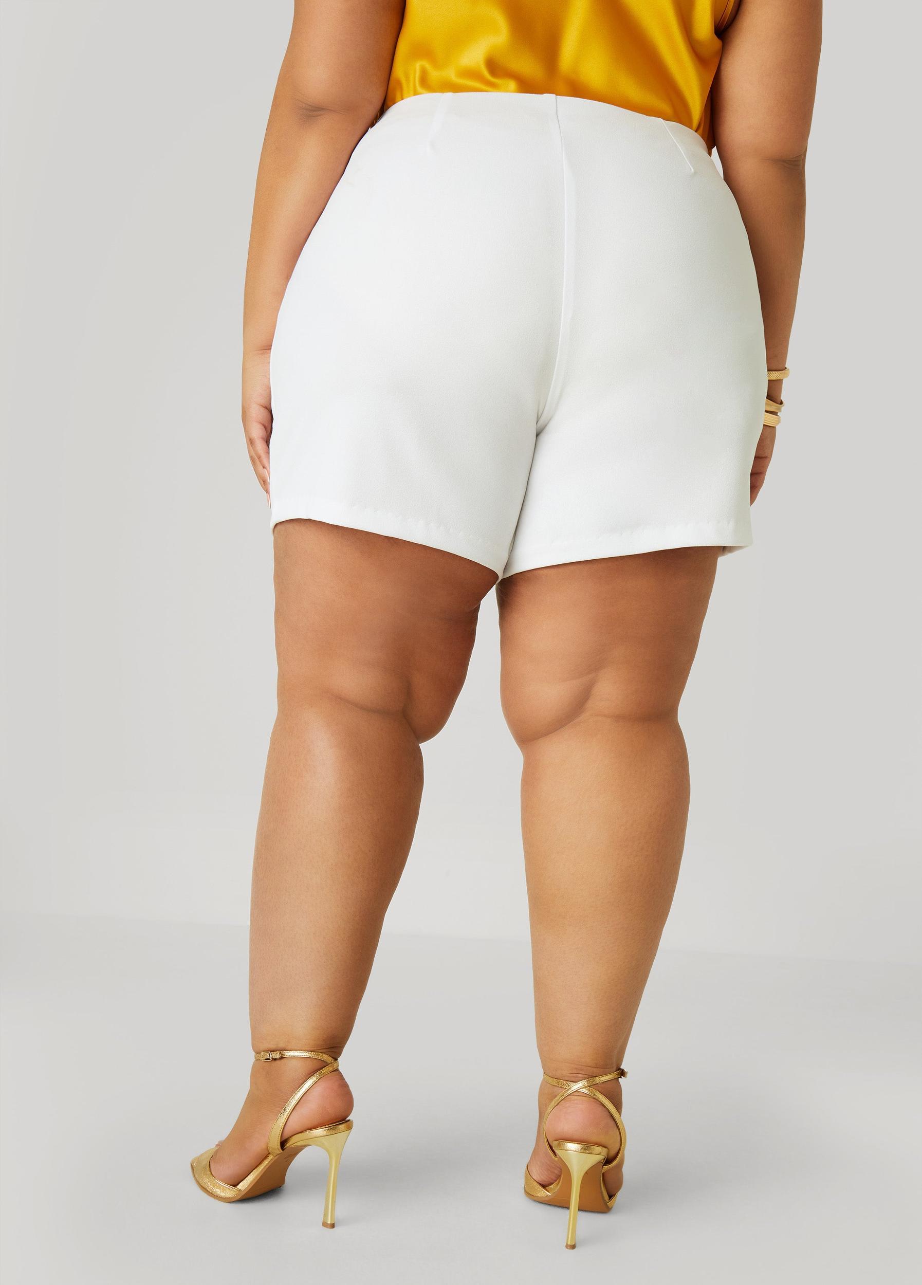 Plus Size High Rise Crepe Shorts Ashley Stewart Product Image