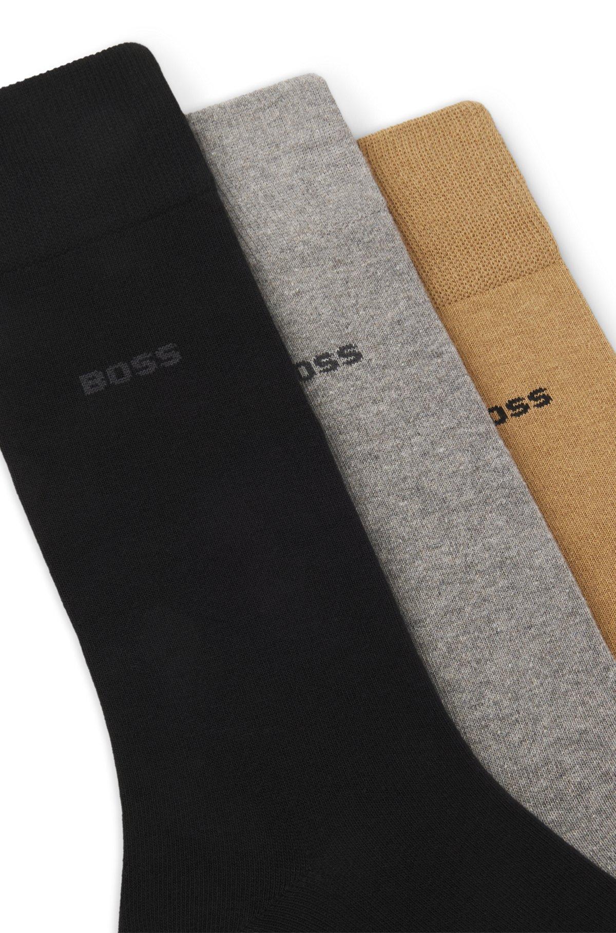 Three-pack of regular-length socks with logos Product Image