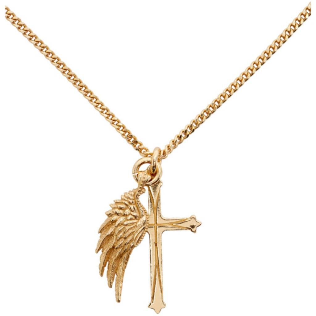 EMANUELE BICOCCHI Leaf And Cross Sterling-silver Necklace In Gold Product Image