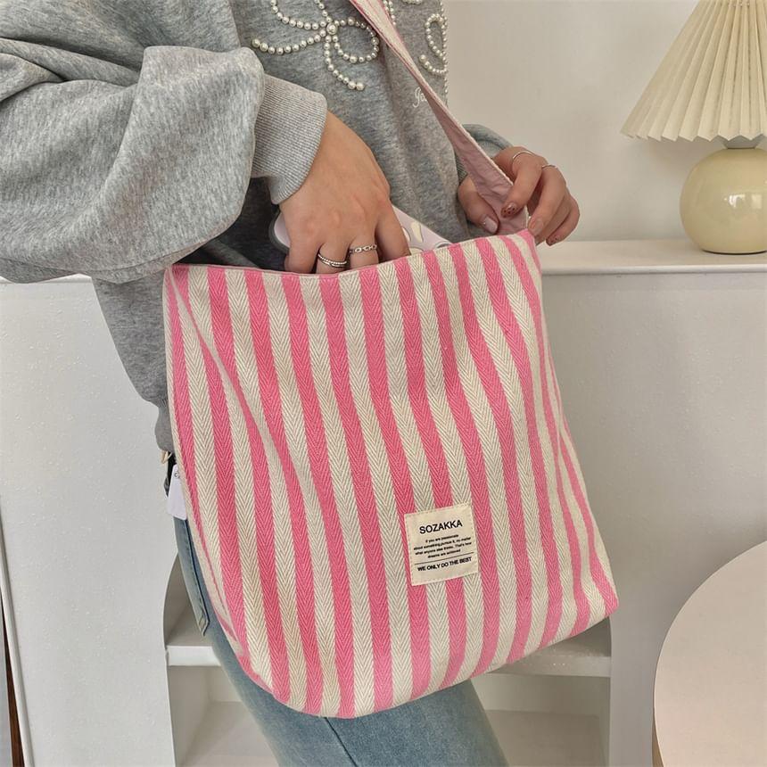 Striped Applique Canvas Crossbody Bag Product Image