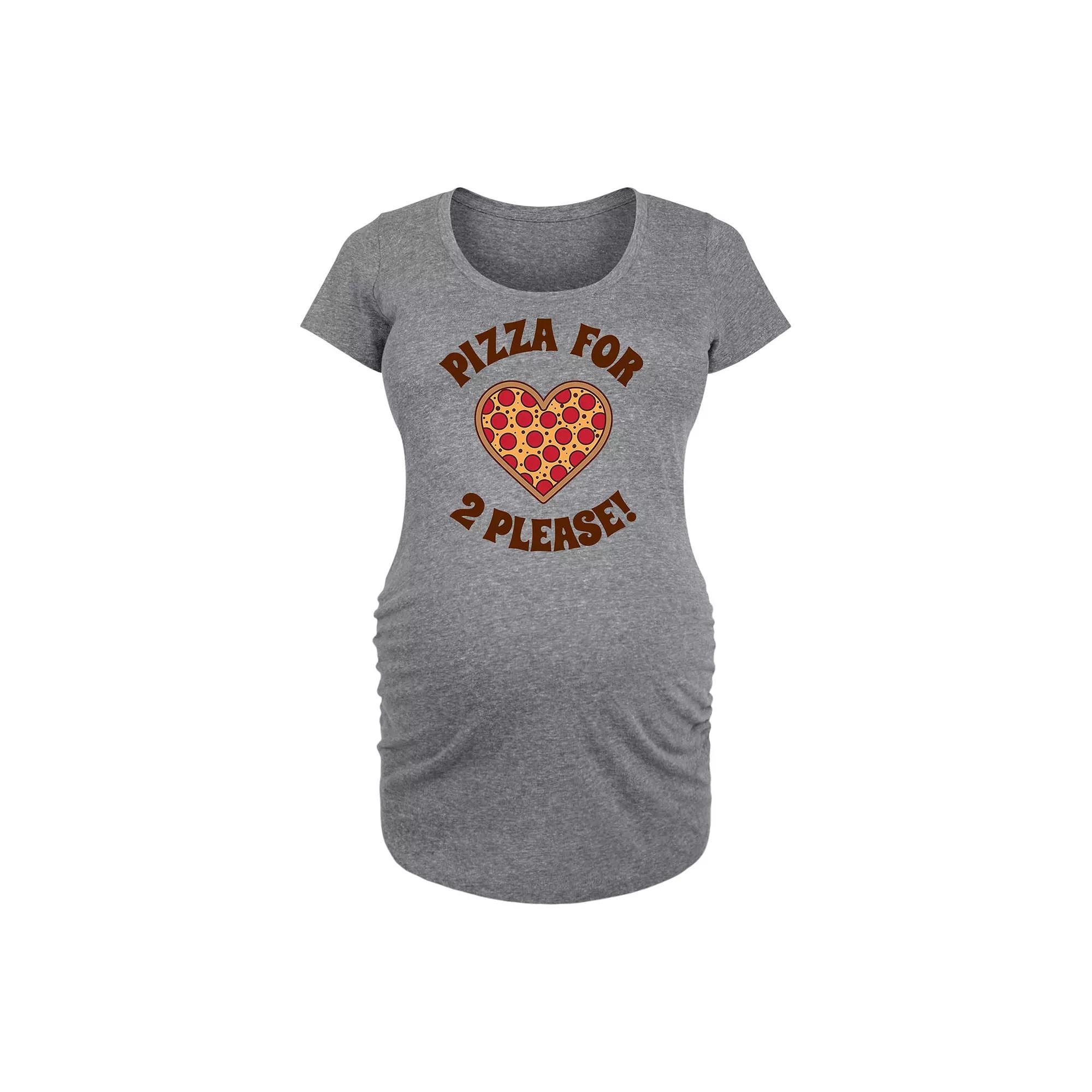 Maternity Pizza For Two Please Graphic Tee, Women's, Size: XXL-MAT, Grey Gray Product Image