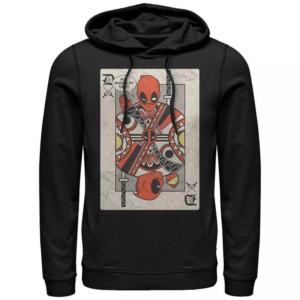 Men's Marvel Deadpool Playing Card Graphic Hoodie, Size: Large, Black Product Image
