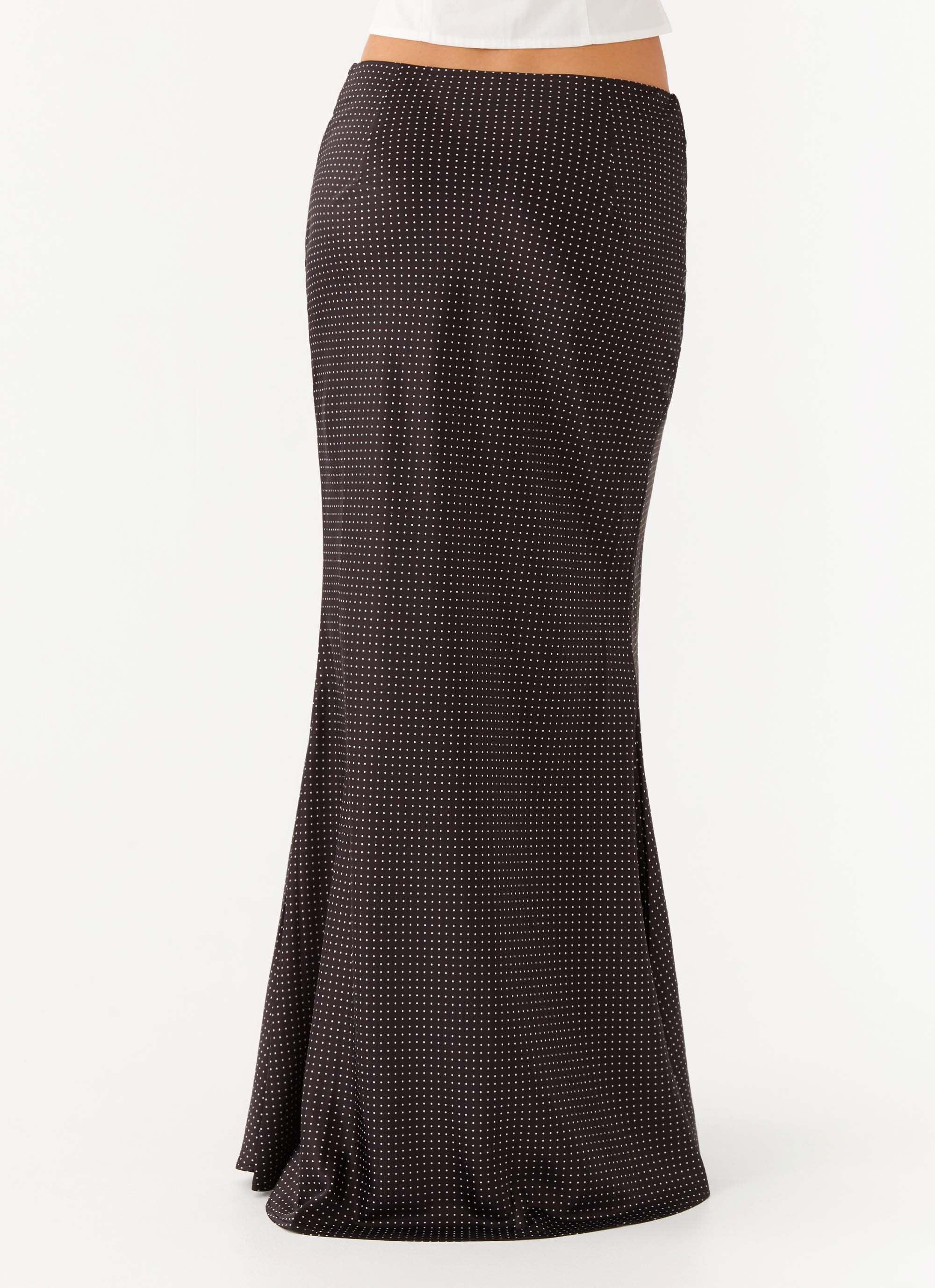 Theadora Maxi Skirt - Black Polkadot Product Image