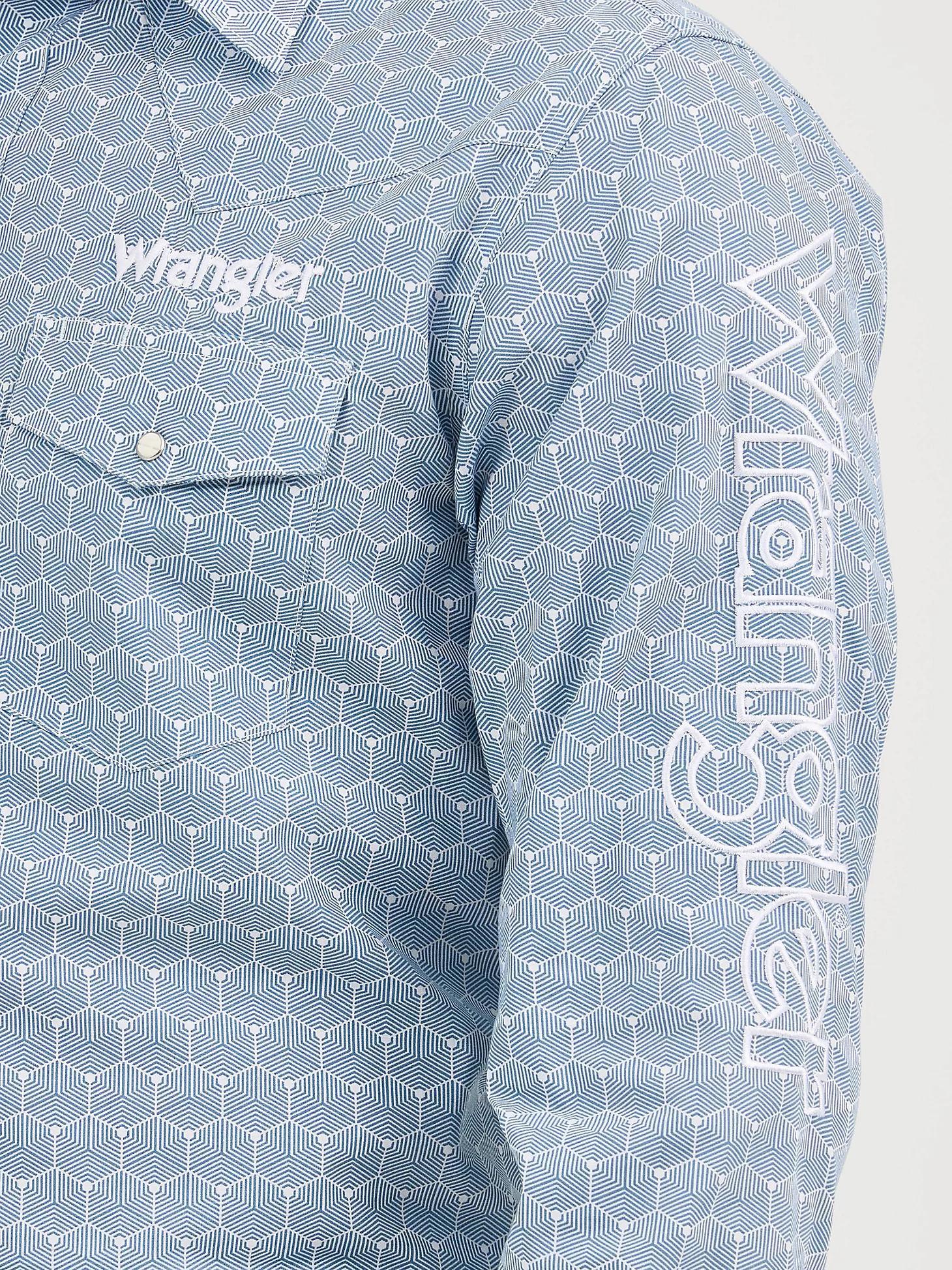 Men's Wrangler® Logo Long Sleeve Western Snap Shirt | Men's SHIRTS | Wrangler® Product Image