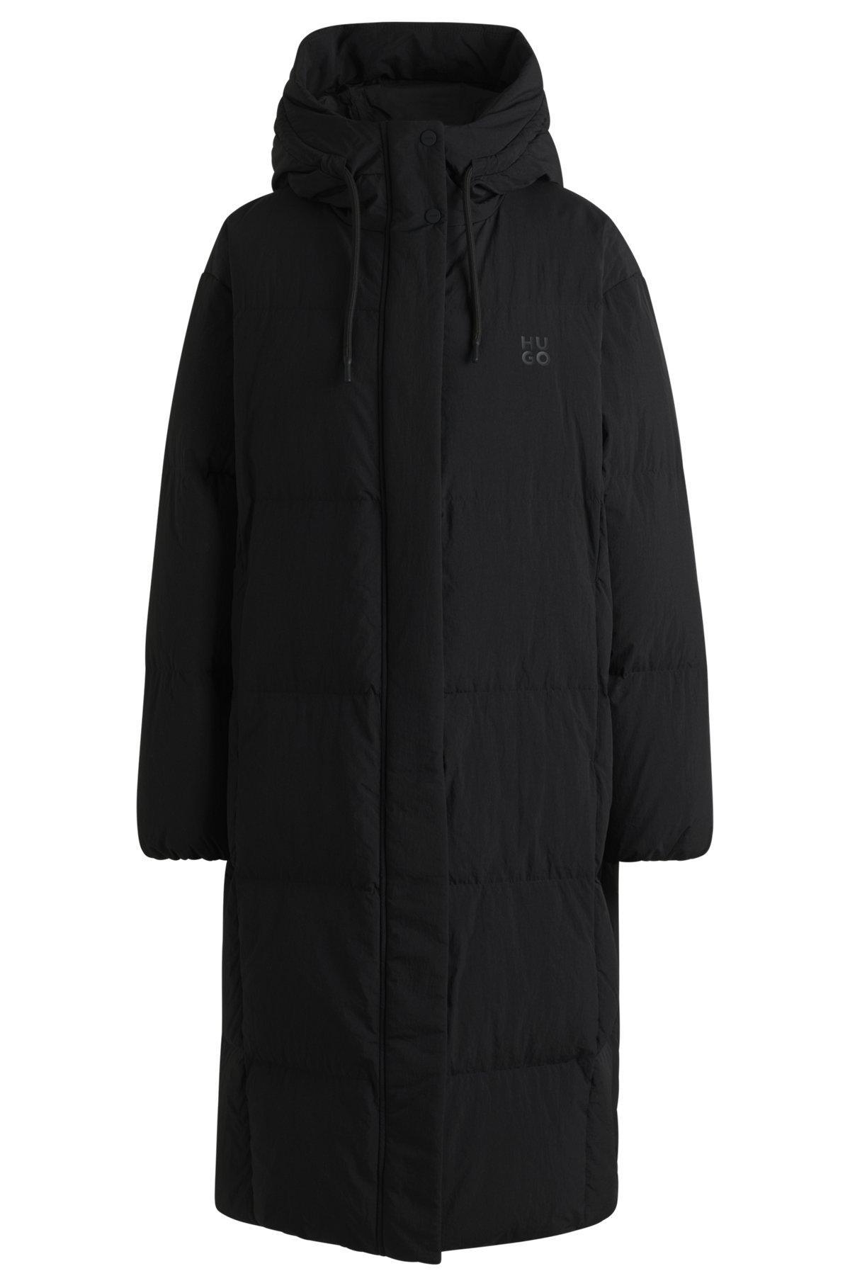 Water-repellent down jacket with stacked-logo trim Product Image