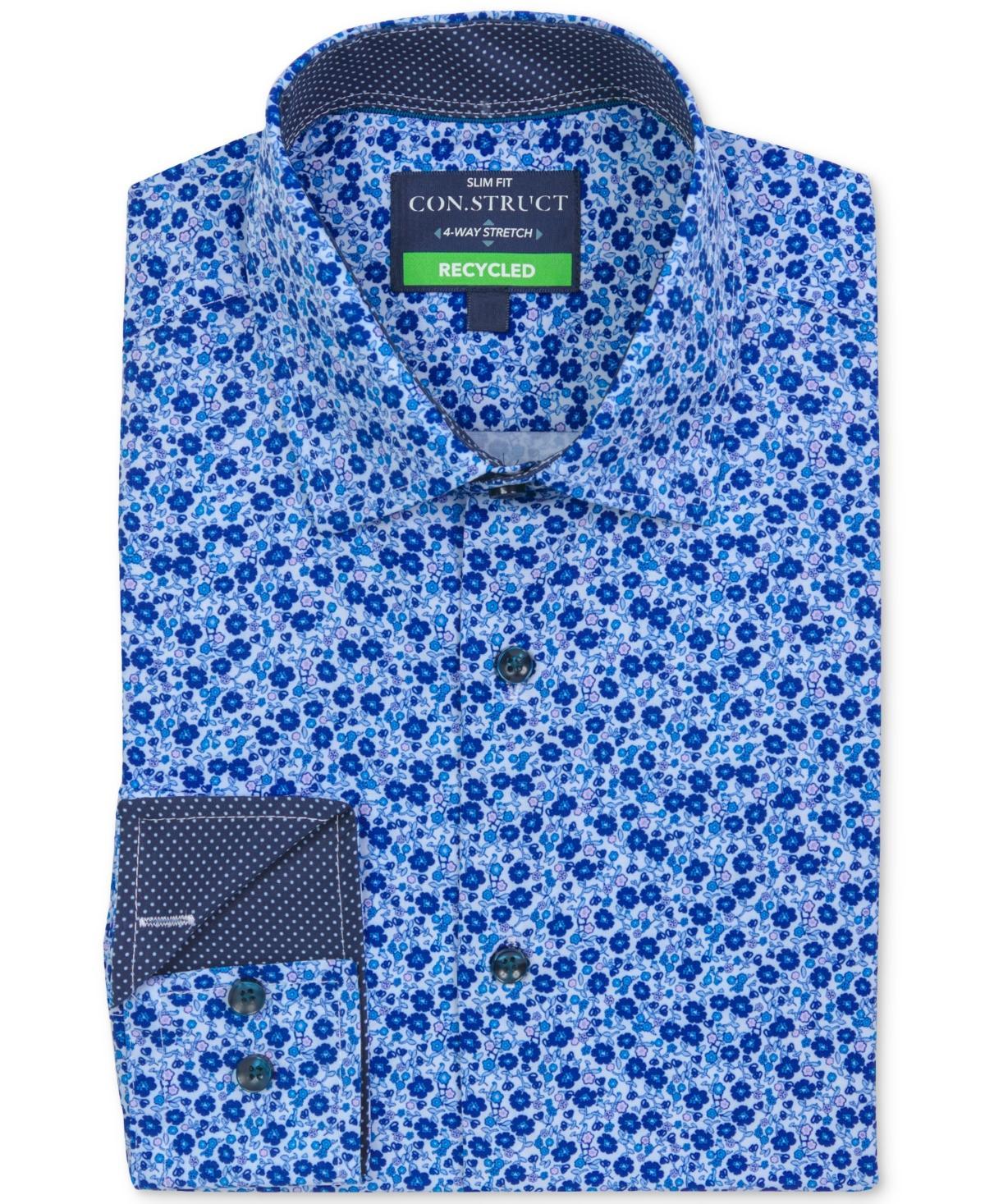 Mens Recycled Slim Fit Floral Performance Stretch Cooling Comfort Dress Shirt Product Image