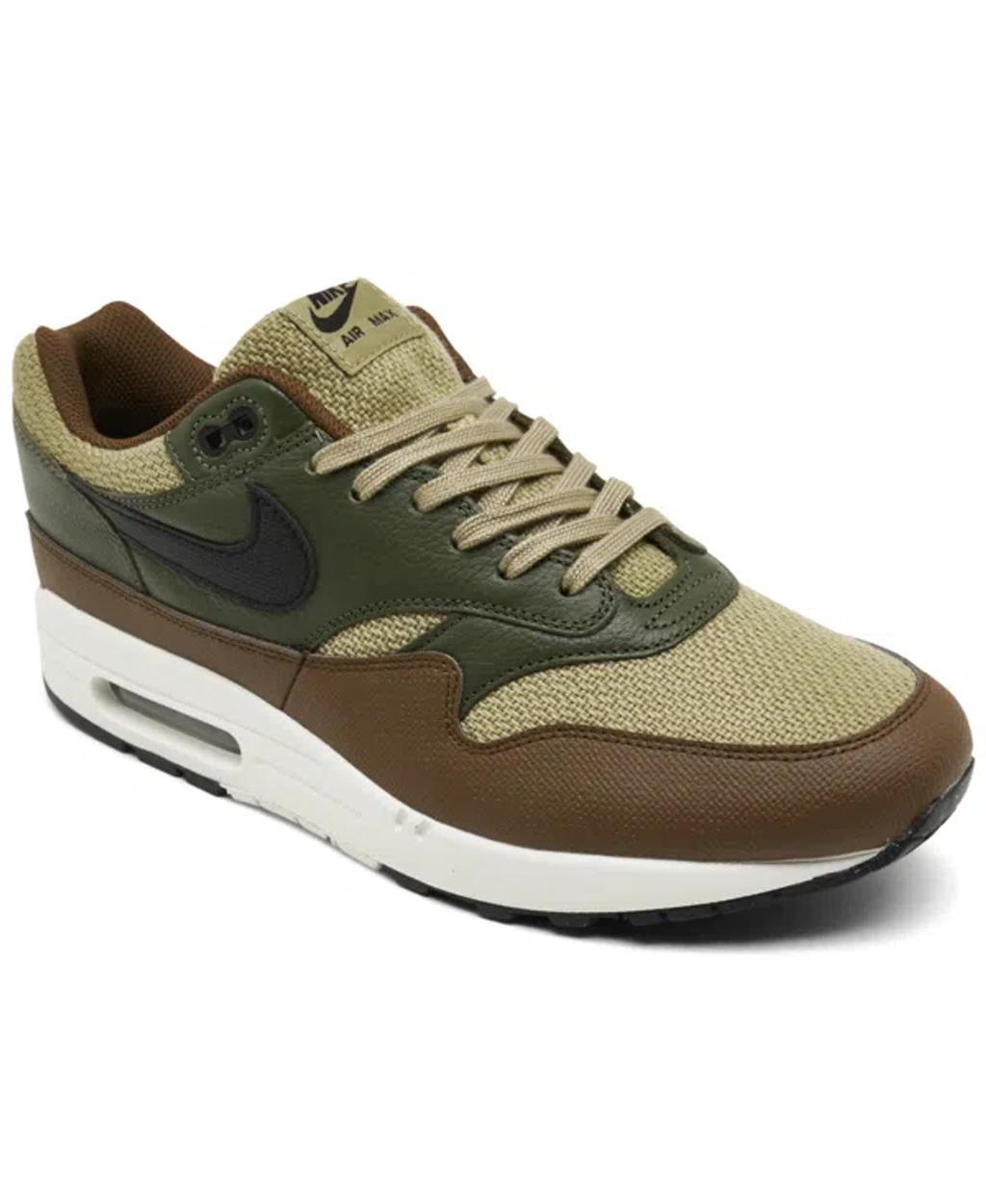 NIKE Men's Air Max 1 Essential Premium Casual Sneakers From Finish Line In Neutral Olive/cargo Khaki/cacao Wow/black Product Image